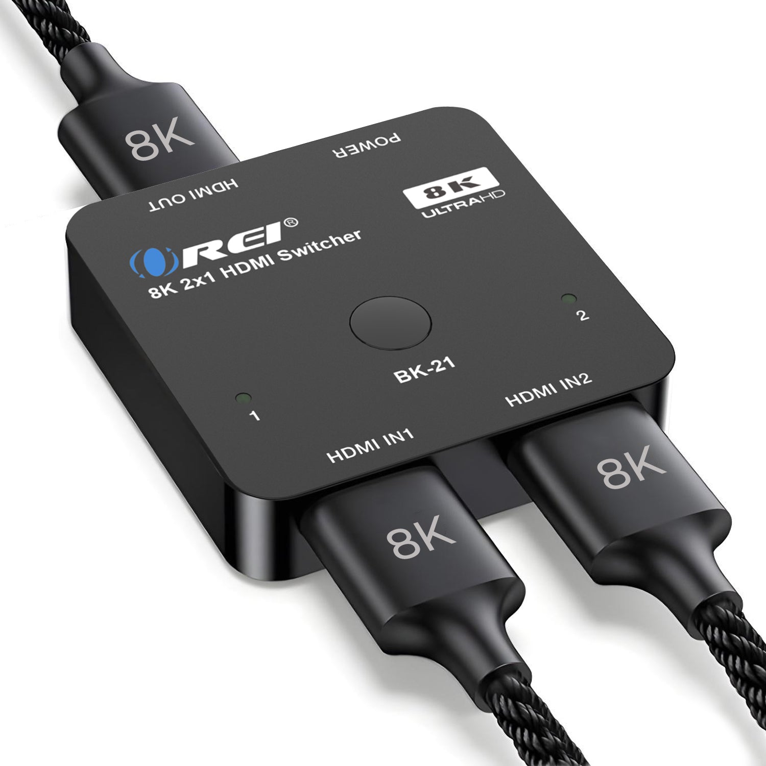 2 in 1 Out 8K HDMI Switch with Audio Extraction - EDID Management, HDR10+ & Dolby Vision Support - Perfect for Home Theater & Gaming Setup (Model BK 21)