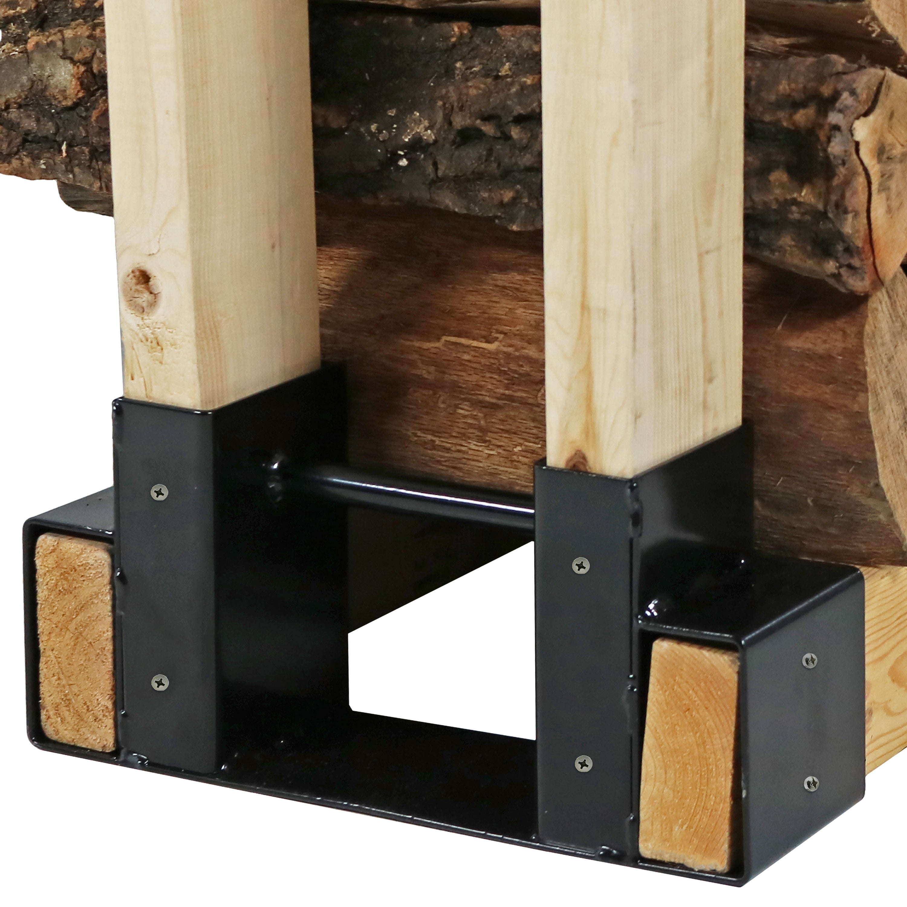 Sunnydaze Heavy Duty Firewood Log Rack Brackets - Metal Firewood Holder for Indoor/Outdoor Use - Perfect for Fireplace, Wood Stove, and Patio Storage