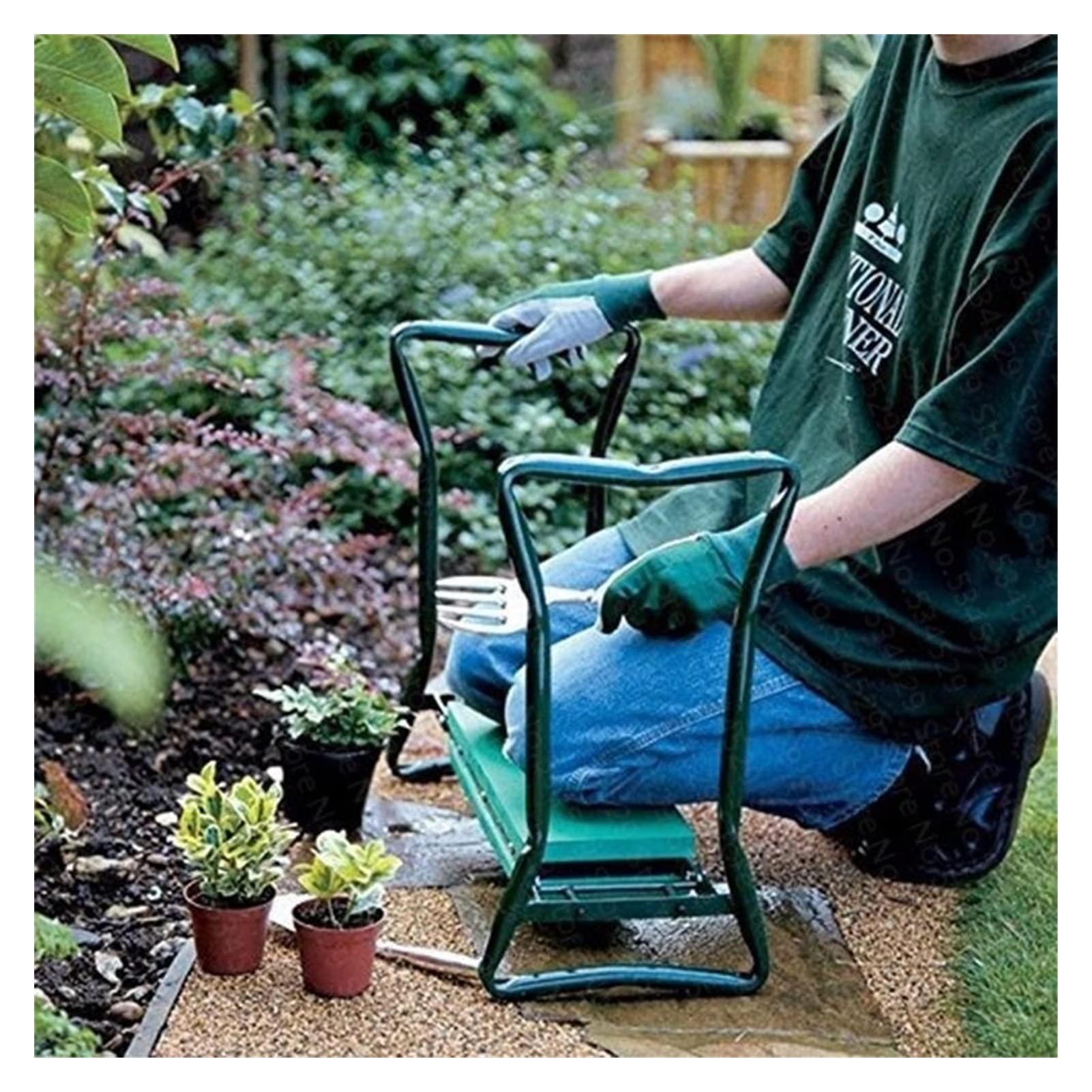 **Foldable Stainless Steel Garden Kneeler Pad & Seat with Cushion - Portable Gardening Stool with Carrying Bag for Outdoor Planting, Weeding, and Landscaping (Color: C)**
