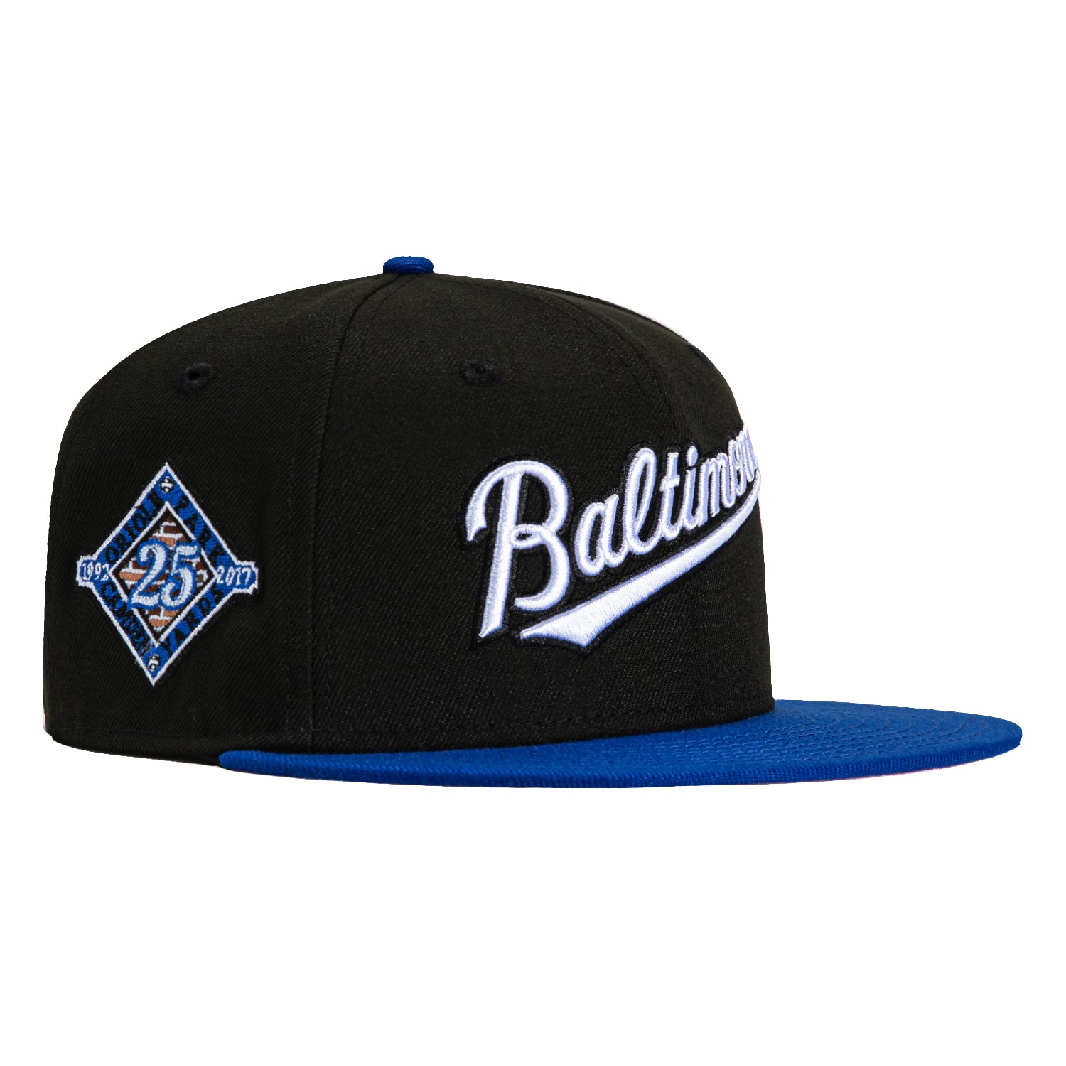 New Era 59Fifty Baltimore Orioles 25th Anniversary Patch Snapback Hat - Black & Royal Blue Baseball Cap for Men - Perfect for MLB Games, Sports Events & Streetwear Fashion