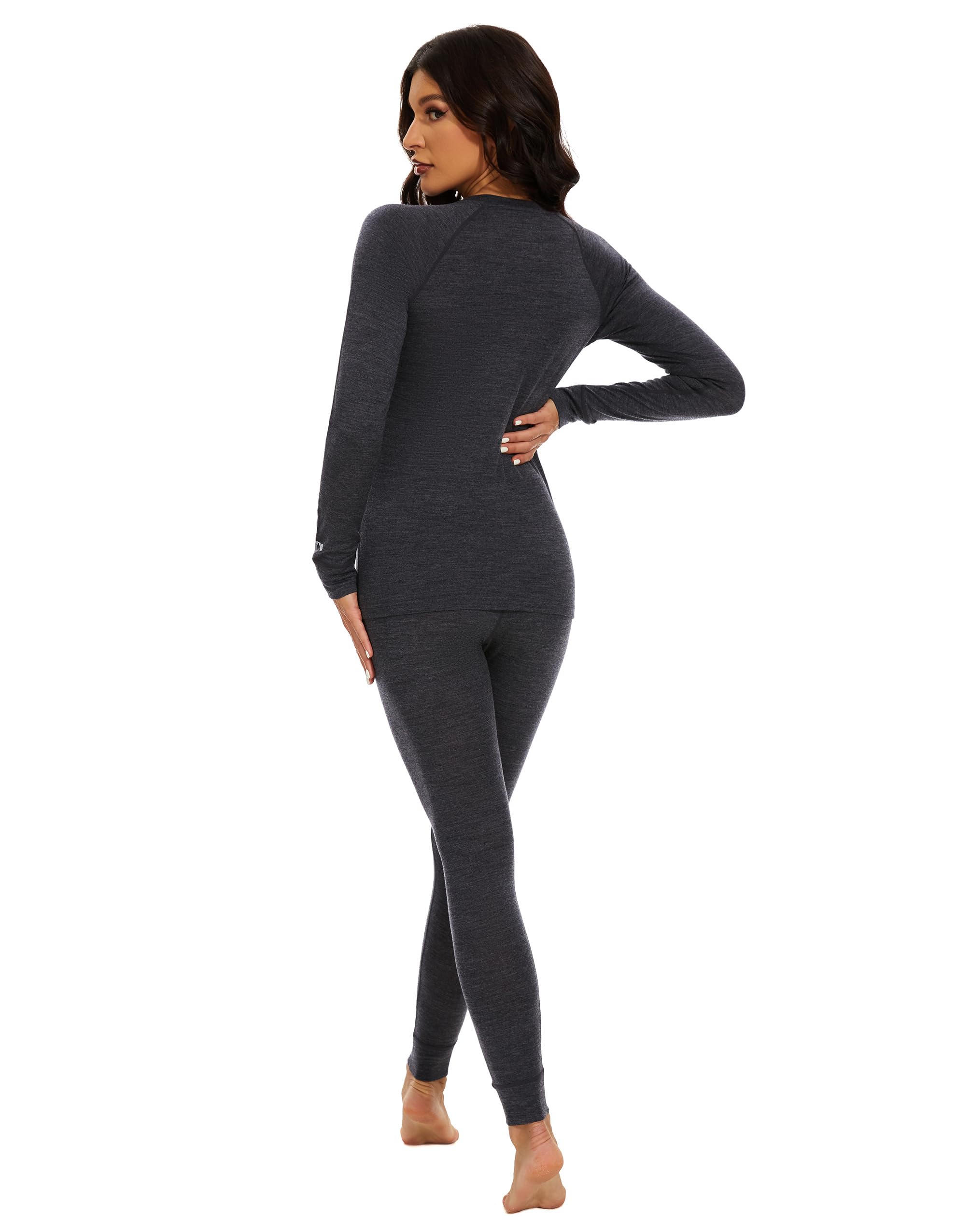 Women's 100% Merino Wool Base Layer Set - Lightweight Thermal Underwear for Skiing, Hiking & Winter Sports - Odor Resistant & Moisture Wicking Activewear for Cold Weather Activities