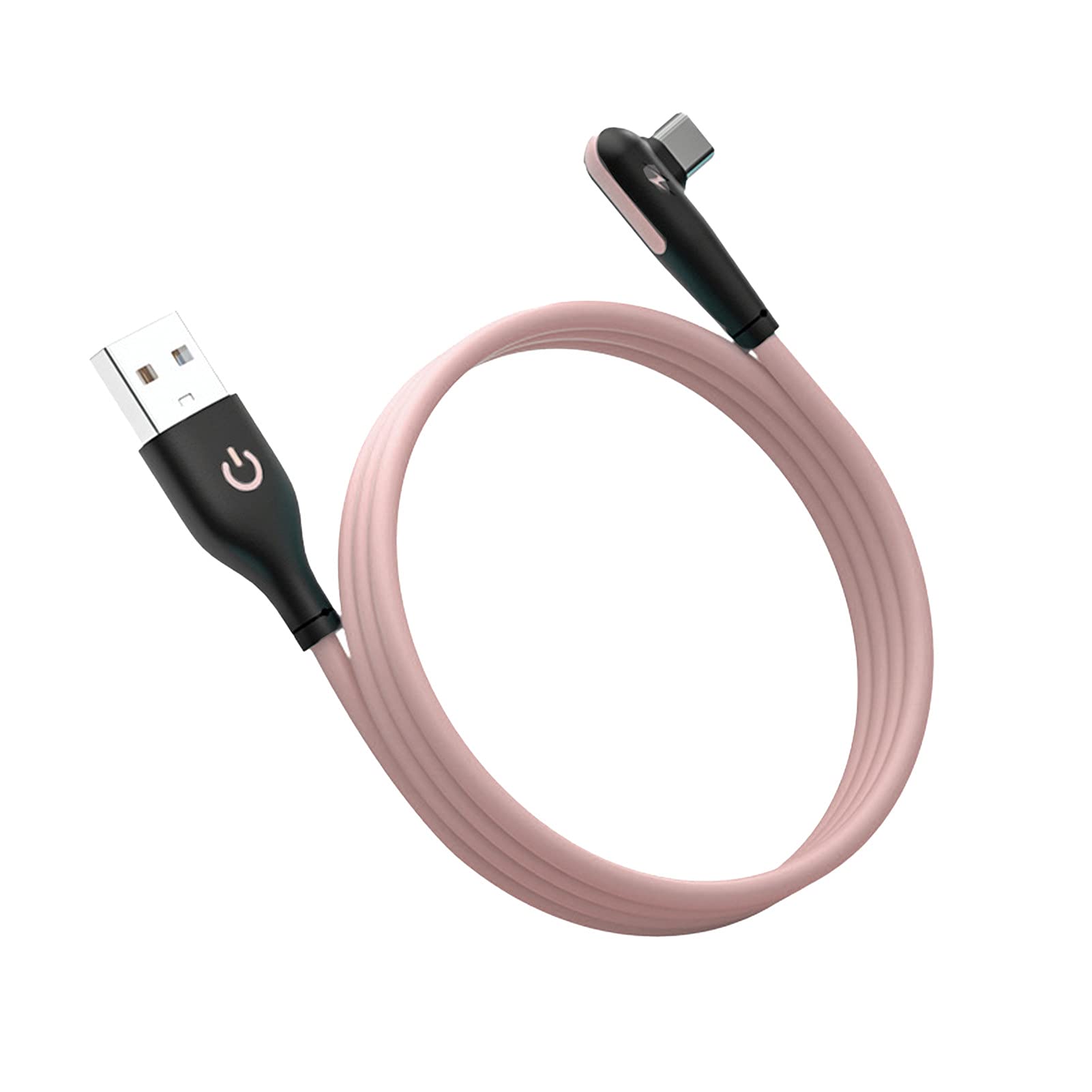Fast Charging Type-C Cable with Elbow Design - 1m/2m USB-C Charger Cord for iPhone, Samsung & Android Phones (Pink, 100cm) - Perfect for Home, Office & Travel Charging