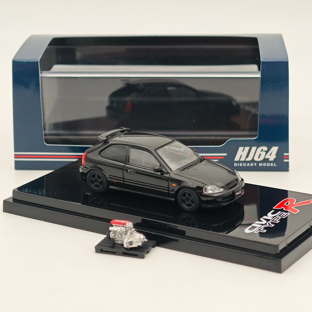 1/64 Honda Civic Type R (EK9) Custom Diecast Car with Engine - Limited Edition Collectible Model - Perfect for Car Enthusiasts & Gift Giving - Display, Racing Scenes & Toy Collection