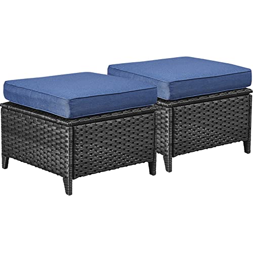 Brown Wicker / Blue Cushion