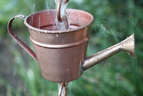 10 Foot Rain Chain with Watering Can Cups & Installation Kit - Decorative Garden Gutter Downspout Alternative for Patio, Yard & Outdoor Drainage