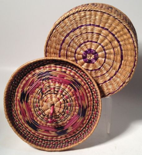 Handwoven Antique Indian Baskets - Traditional Home Decor & Storage for Boho, Farmhouse, or Rustic Interiors
