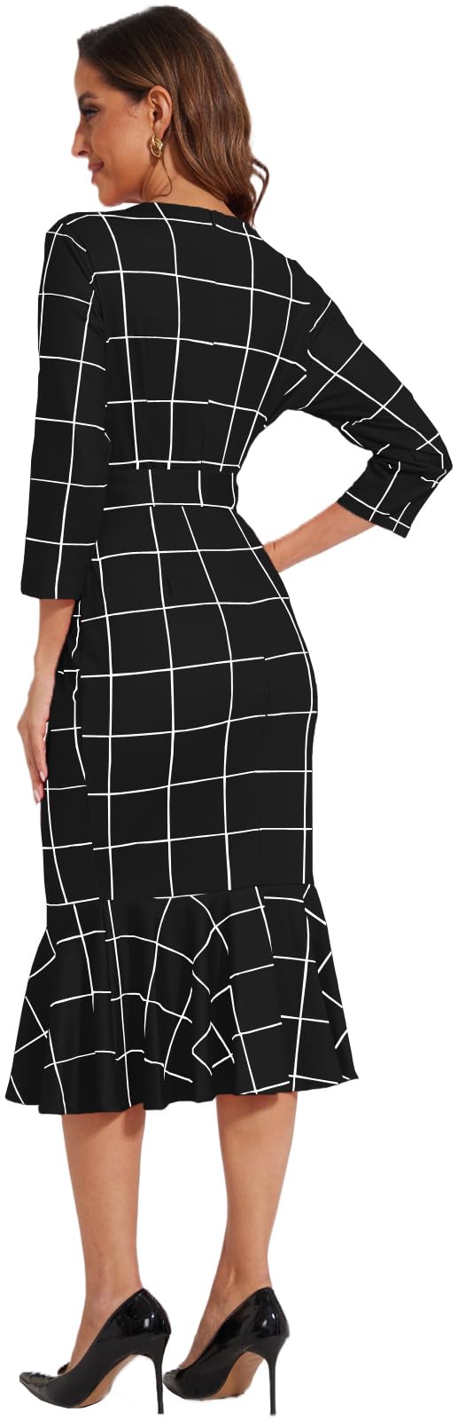 Elegant Women's Business Work Midi Dress - Bodycon Fishtail Formal Dress for Wedding Guest, Church & Office Wear | Perfect for Business Meetings, Cocktail Parties & Special Occasions