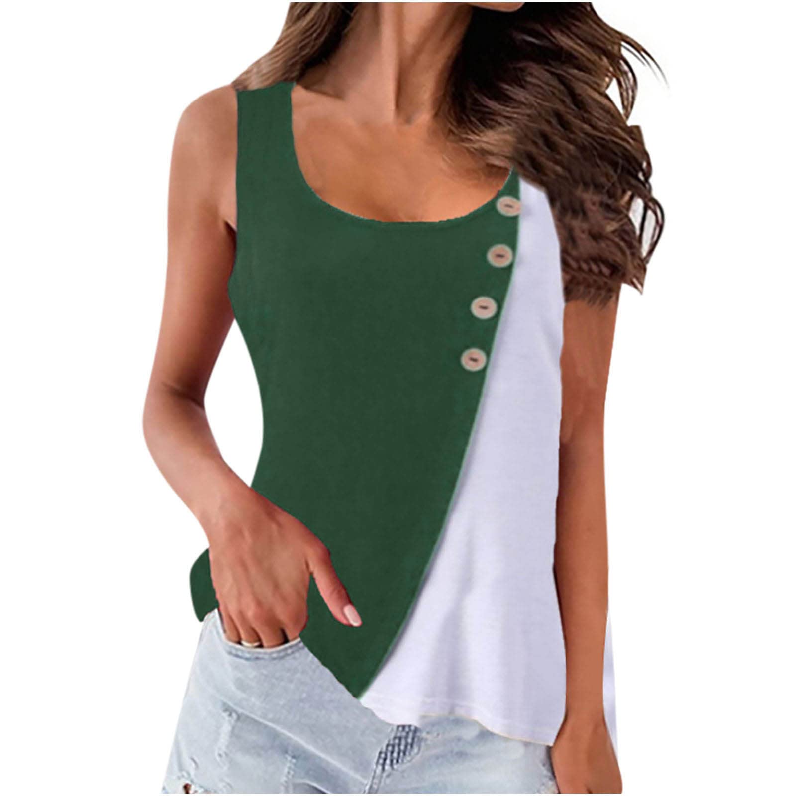 Bohemian Women's Tank Tops - Solid Color Spliced Sleeveless Crewneck Vest | Casual Summer Wear, Beach Outfits, Festival Fashion & Boho Chic Style