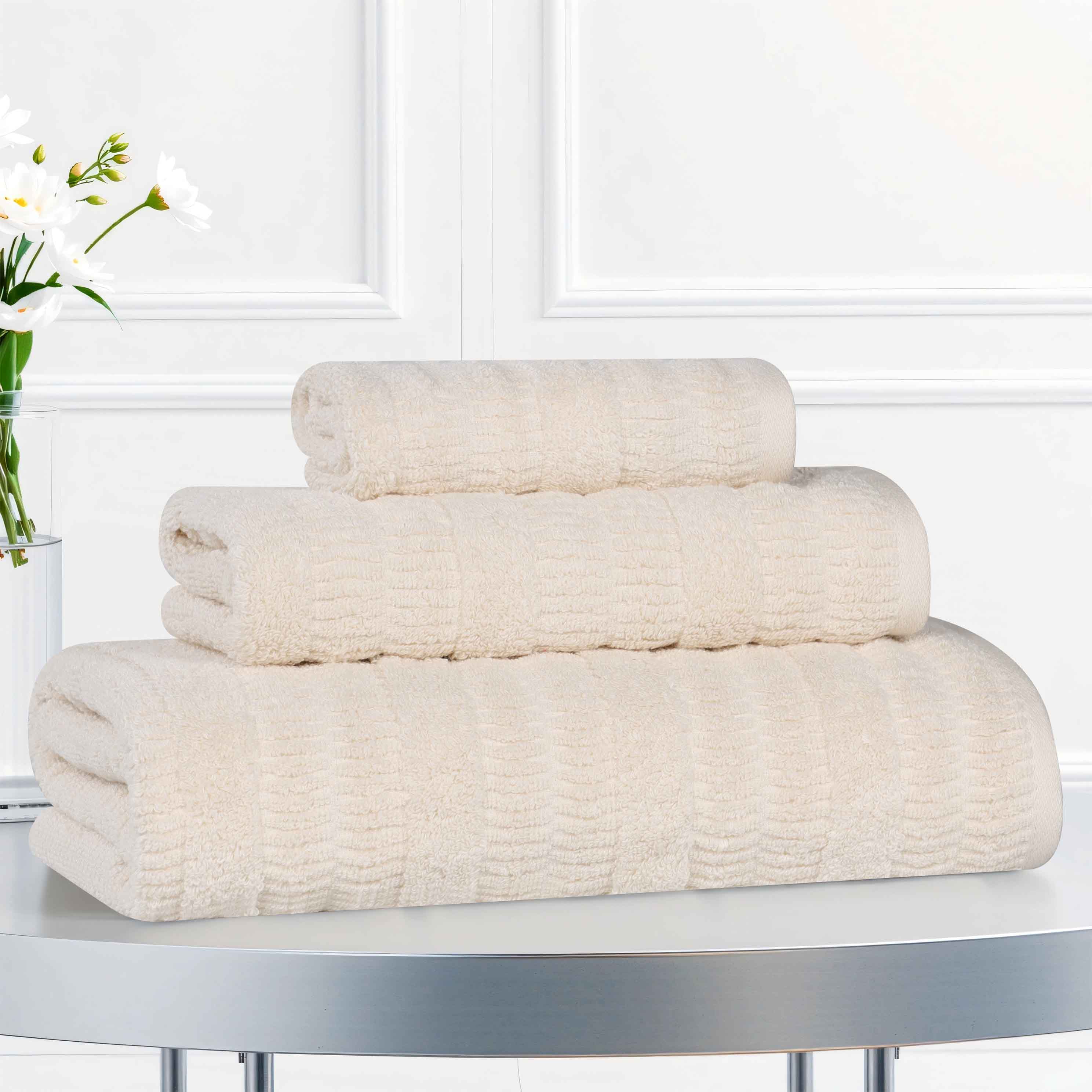 Premium Mika Smart Twist Cotton 3-Piece Towel Set - Soft, Absorbent & Quick-Drying Bath Towels for Spa, Gym & Luxury Home Use