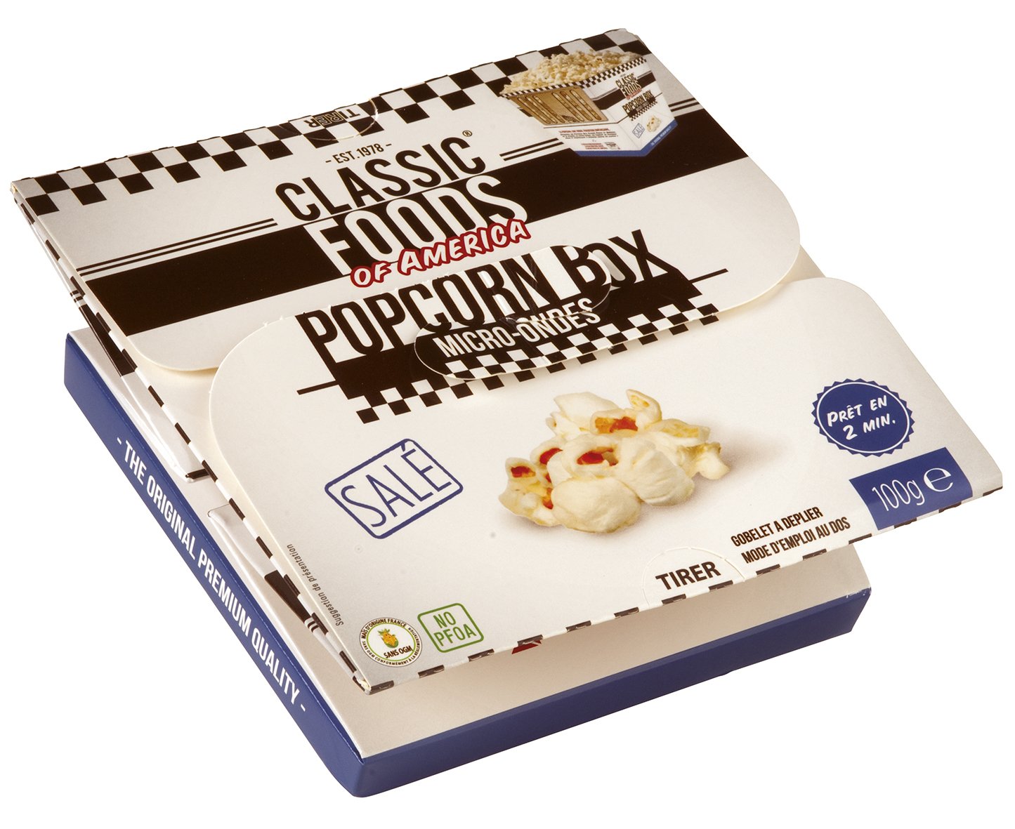 Classic Foods of America Popcorn Box - 100g Gourmet Popcorn for Movie Nights & Parties | Sweet & Savory Snack Pack