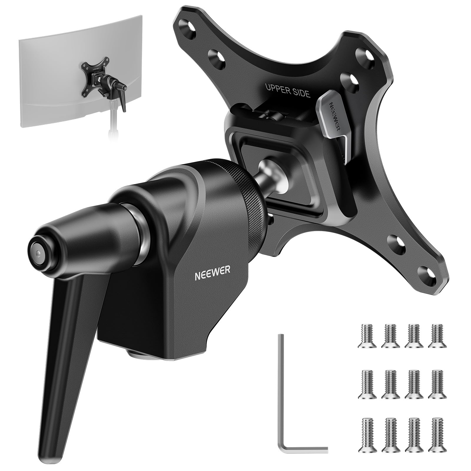 NEEWER VESA Monitor Mount Adapter with Arca Quick Release, 360° Rotatable Ball Head - M4 Screw & 5/8