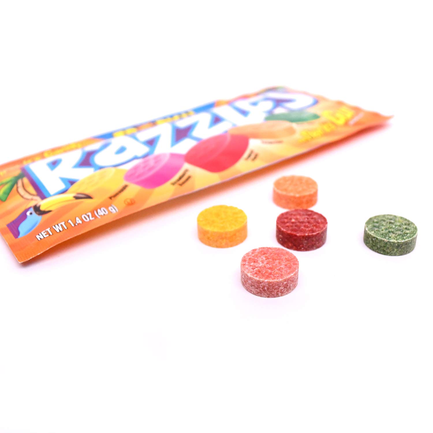 Razzles Tropical Flavor Candy & Gum - 1.4oz (24 Pack) | Fun Chewing Gum That Turns Into Candy | Perfect for Parties, Halloween Treats & Office Snacks