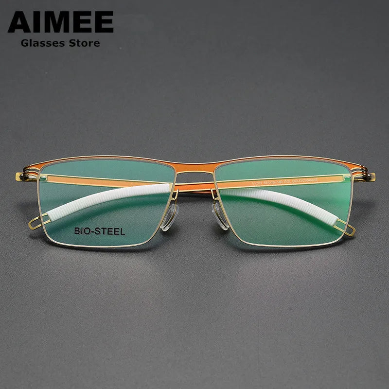 Aimee Unisex Full Rim Square Screwless Titanium Acetate Eyeglasses 22261 - Lightweight Durable Frame for Reading, Working & Daily Wear