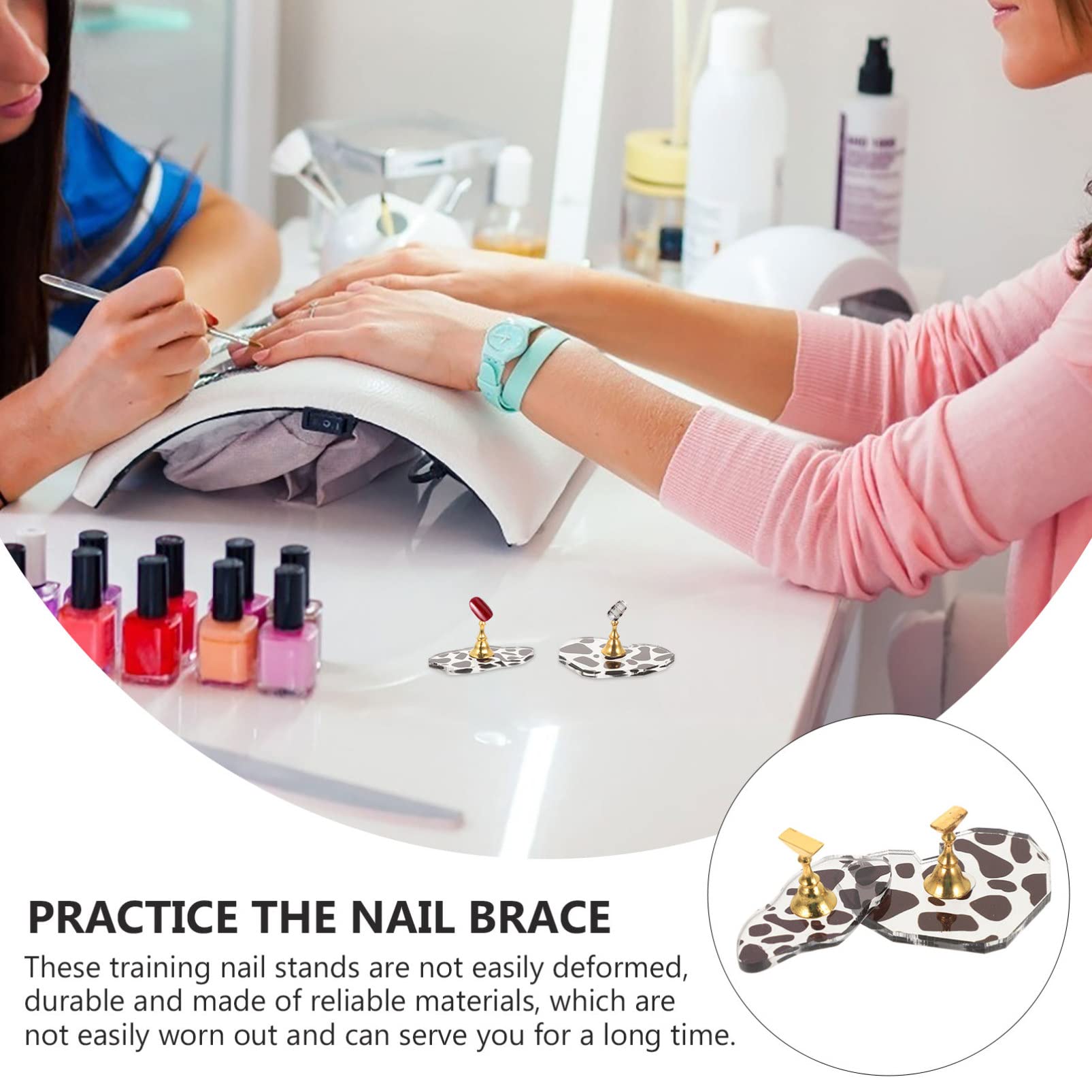 Minkissy Magnetic Nail Holders - 2 Pack Acrylic Nail Practice Stand with Manicure Mount, Nail Display & Hand Practice Stand for Nail Art - Perfect for Home Salons, Professional Nail Technicians & DIY Nail Art Enthusiasts (Great for Gel Polish Application, Nail Extension Practice & Nail Art Design)
