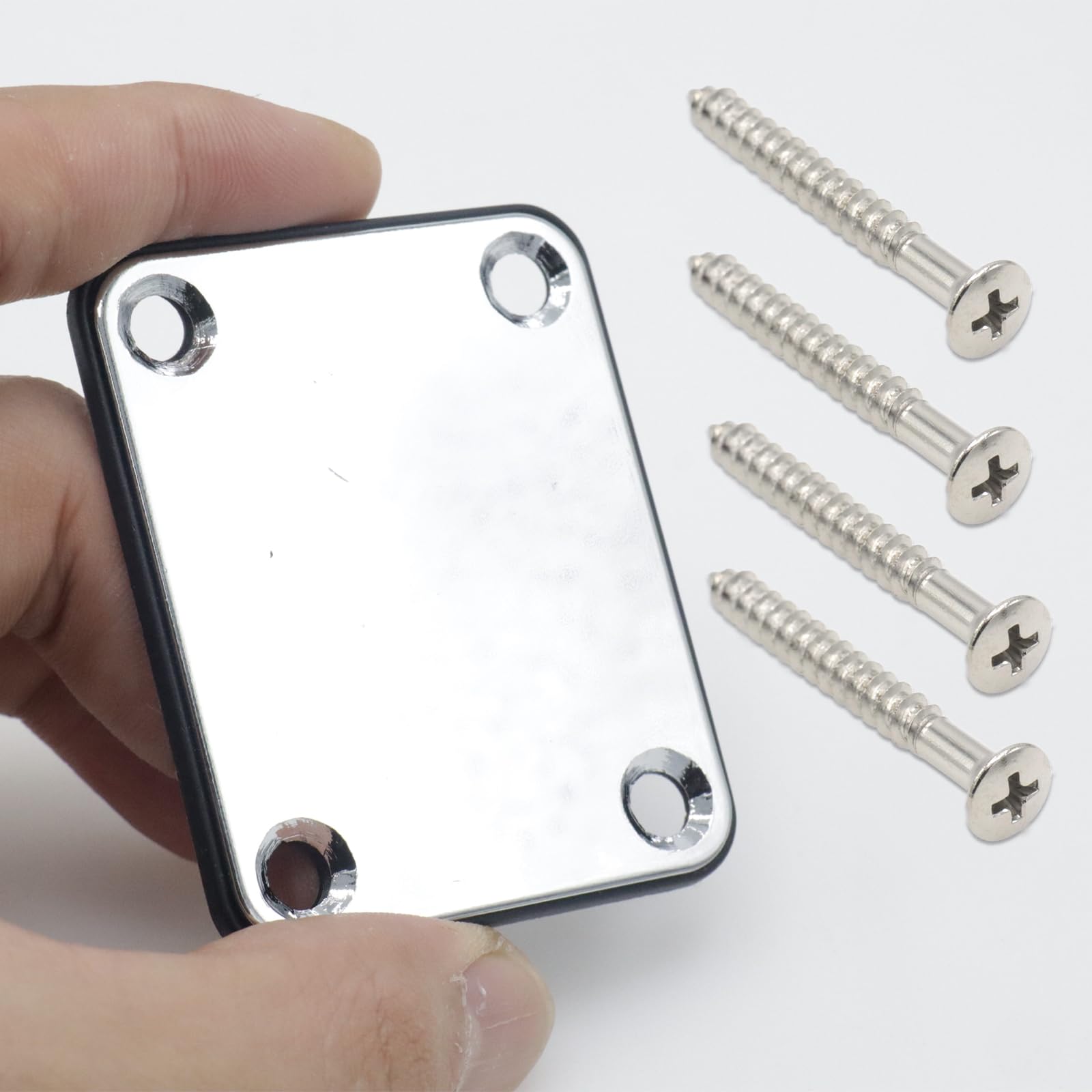 Premium Silver Electric Bass Guitar Neck Plate - Heavy Duty Reinforcement for Fender Style Stratocaster & Telecaster Bass Guitars | Perfect for Guitar Repair, Custom Builds & Instrument Upgrades