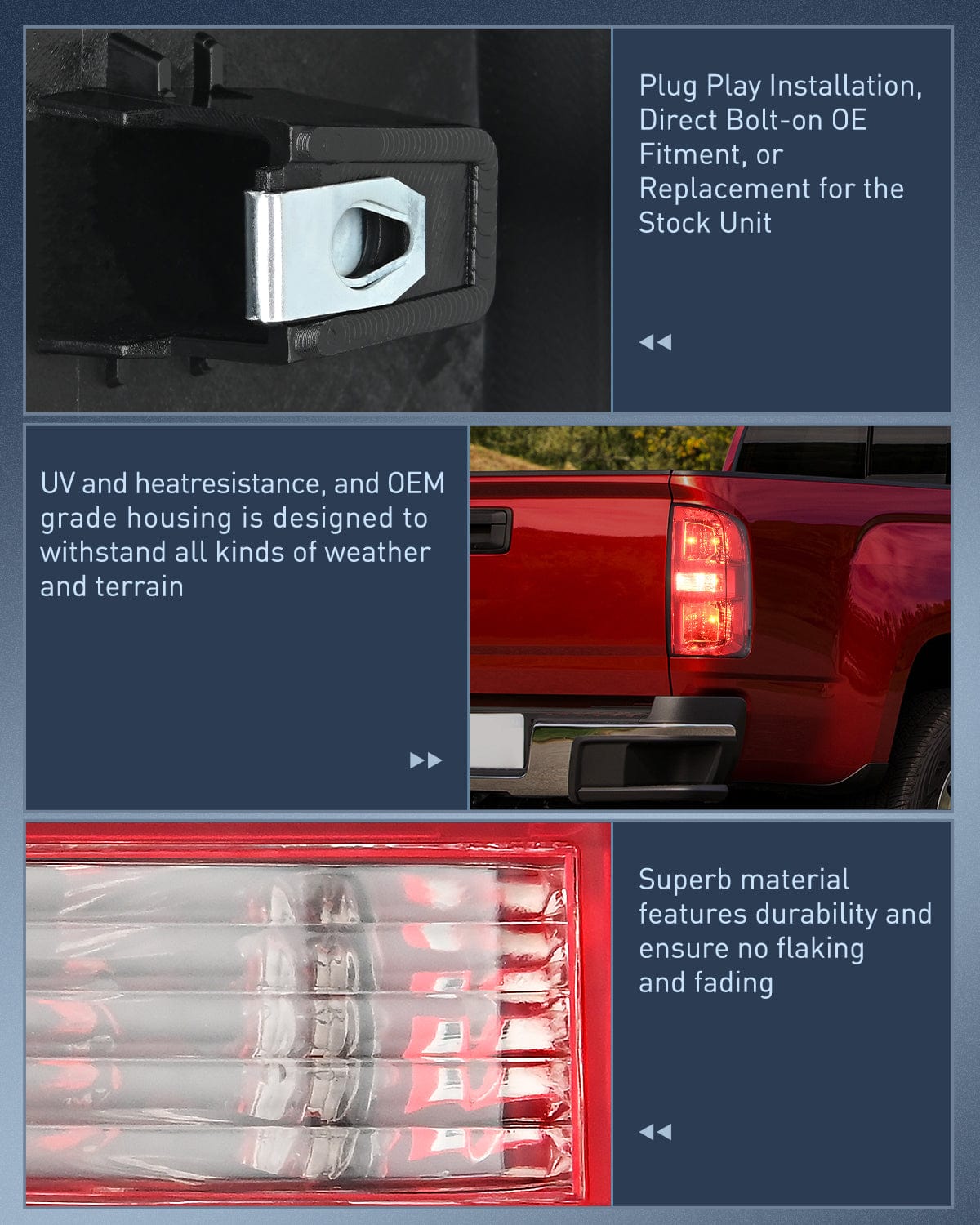 2015-2022 Chevy Colorado Taillight Assembly - OE Style Replacement Rear Lamp with Bulbs (Driver & Passenger Side) | Perfect for Night Driving, Auto Repair & Vehicle Upgrades