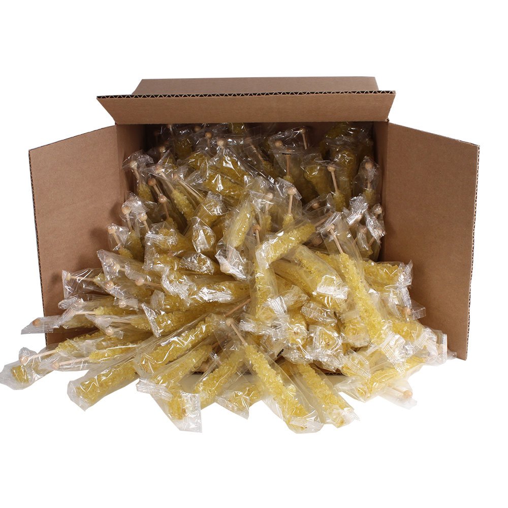 Extra Large Rock Candy Sticks - 144 Individually Wrapped Gold Lollipops | Bulk Candy for Parties, Candy Buffets, Weddings & Baby Showers | Perfect for Birthday Favors, Anniversary Celebrations & Special Events
