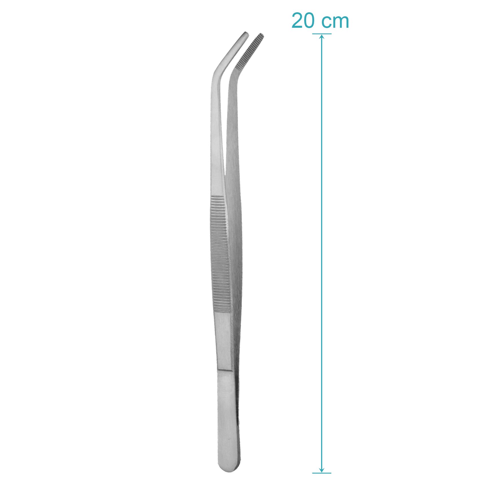 Premium Set of 6 Stainless Steel Cooking Tweezers - 20cm Curved Kitchen Tongs for BBQ, Grilling, Baking & Food Plating - Professional Chef Tools for Precision Cooking & Garnishing