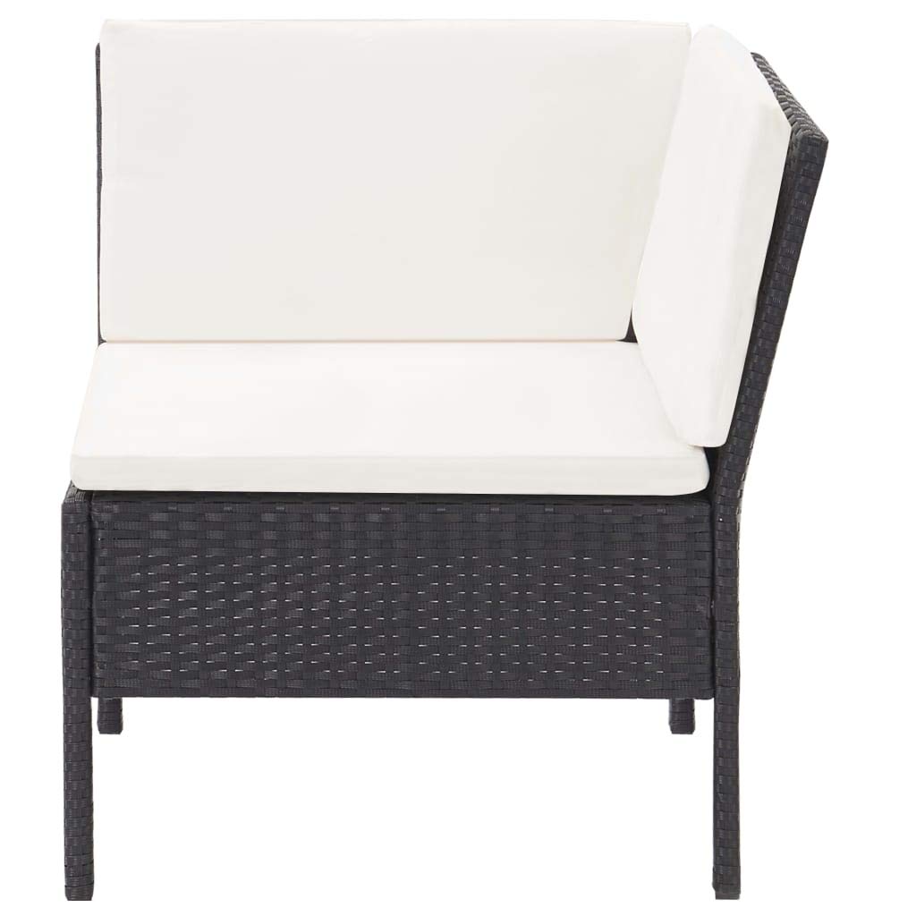 3-Piece Black Poly Rattan Garden Lounge Set with Cushions - Perfect for Patio, Backyard, Poolside & Outdoor Relaxation