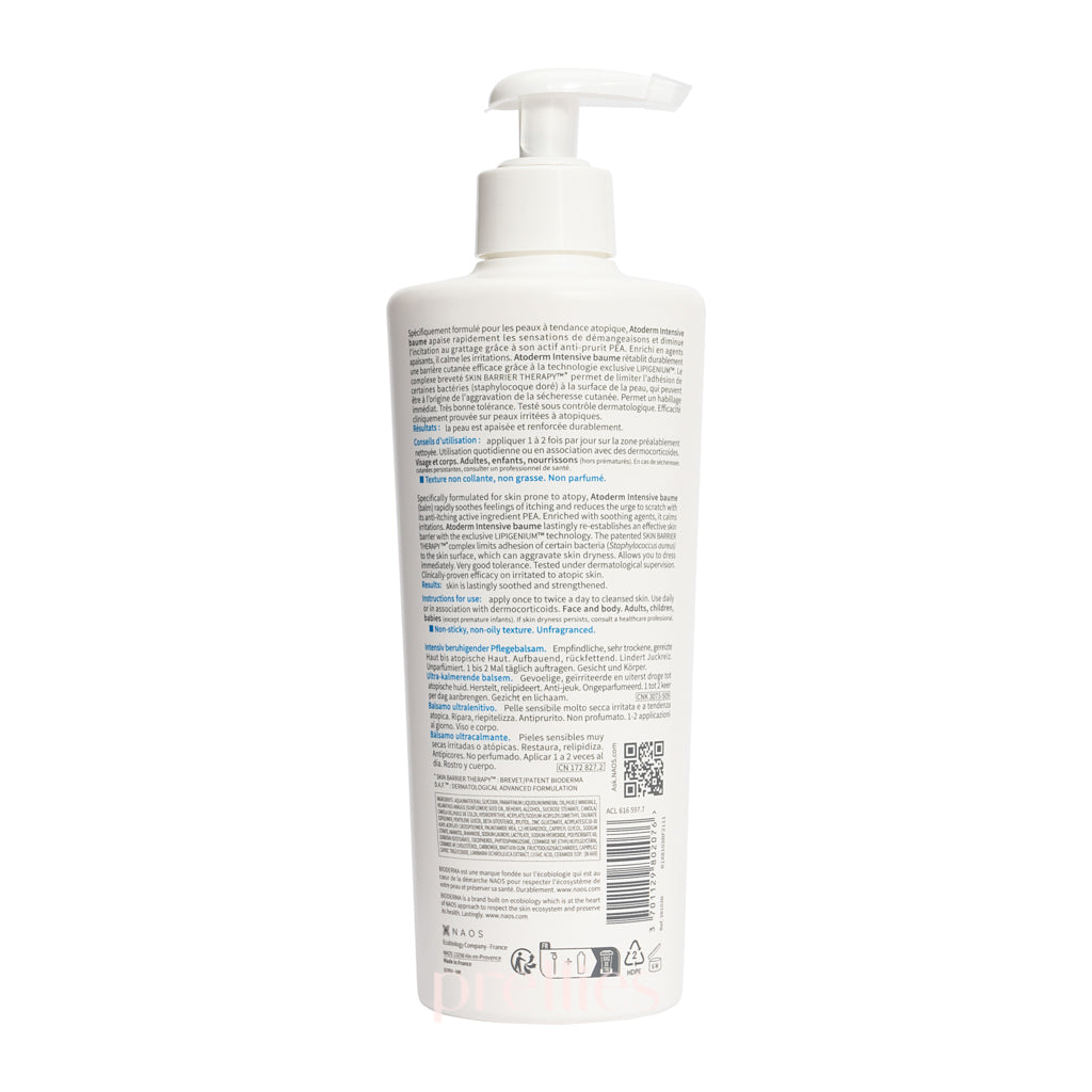 Bioderma Atoderm Intensive Baume Ultra Soothing Balm 500ml - Hydrating Body Moisturizer for Dry & Sensitive Skin - Perfect for Daily Skincare Routine & Eczema Relief