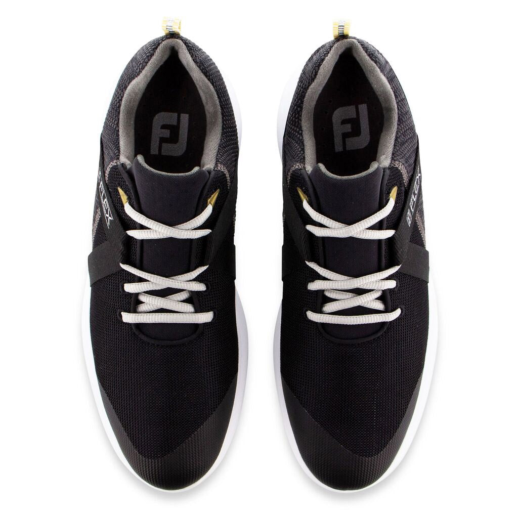 FootJoy Flex Black Men's Golf Shoes - Lightweight & Waterproof Spiked Golf Shoes for Men - Perfect for Walking the Course & All-Weather Play