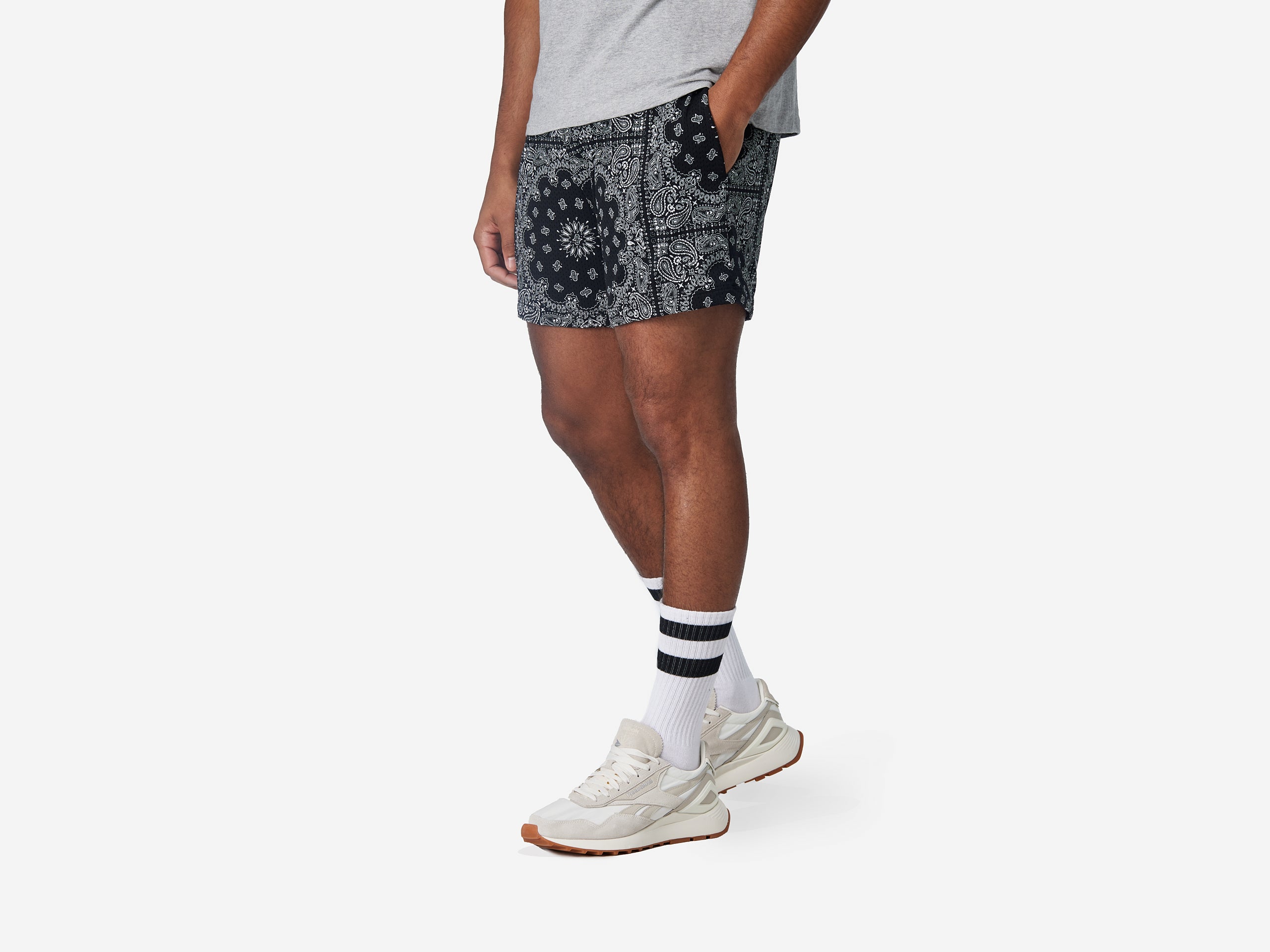 4 Pocket Lounge Shorts for Men - Comfortable Casual Bandana Print Shorts with Side Pockets | Perfect for Summer, Beach, Lounging & Outdoor Activities