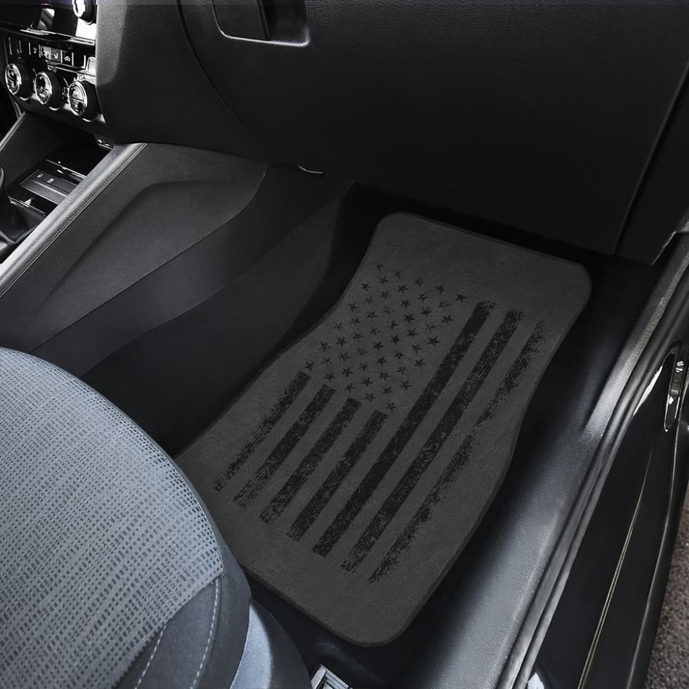 American Flag Patriotic Car Floor Mats - Black Design All-Weather Protection for Trucks & SUVs - Perfect for 4th of July & Veterans Day Decor