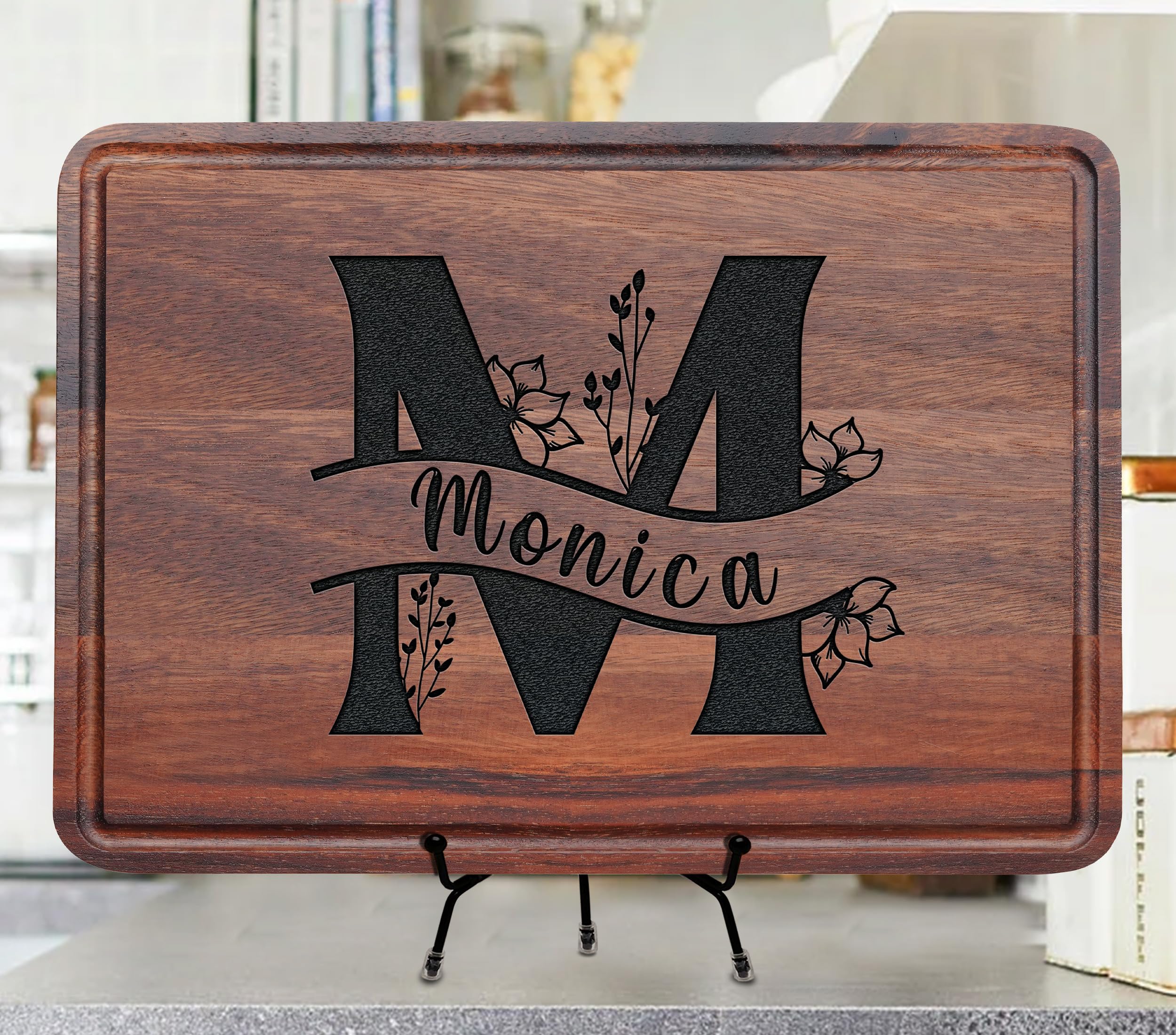 Personalized Monogram Cutting Board - Custom Engraved Kitchen Gift for Women, Men, Mom, Grandma, Sister - Unique Christmas & Birthday Present - Perfect for Home Cooking, Housewarming & Special Occasions