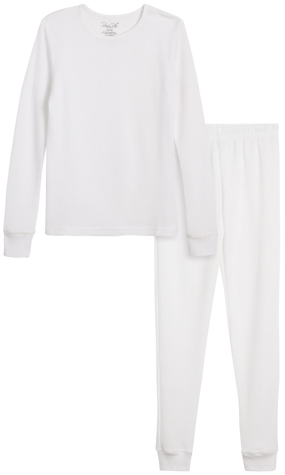 Rene Rofe Girls' Thermal Underwear Set - 2 Piece Waffle Knit Top & Long Johns for Cold Weather (2T-16) | Winter Layering, Outdoor Activities & School Wear