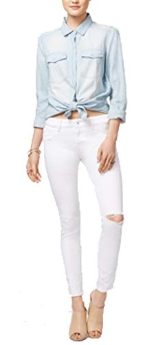 DL 1961 Margaux Ripped Wilder Wash Skinny Jeans for Women - High Waist Slim Fit Distressed Denim Pants (Size 25) | Perfect for Casual Outings, Date Nights & Street Style Fashion