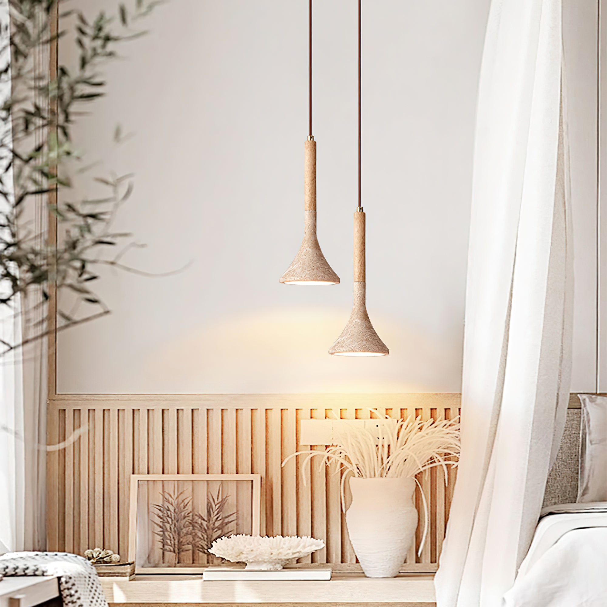 Stylish Aplomb Travertine Pendant Lamp - Modern Natural Stone Hanging Light Fixture for Dining Room, Kitchen Island & Living Room Decor