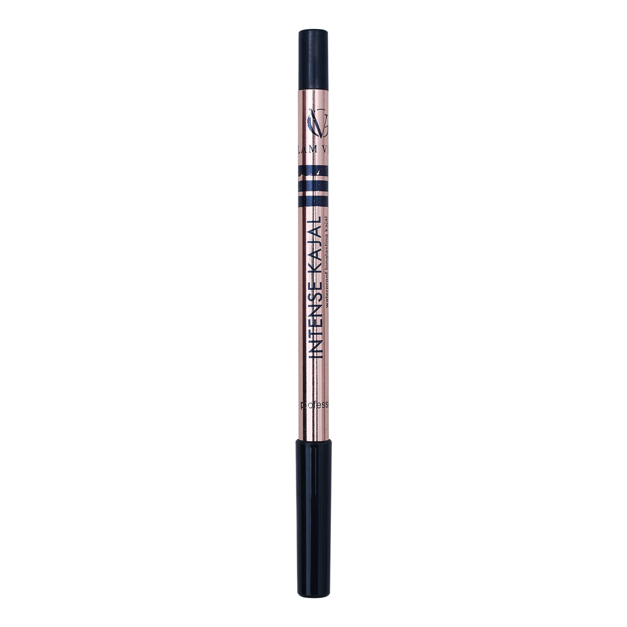 GLAM VISTA Bold & Black 24H Smudge-Proof Kajal Eyeliner - Jet Black, Non-Transfer, Waterproof - Perfect for Long Wear & Dramatic Eye Looks - Day to Night Makeup Essential