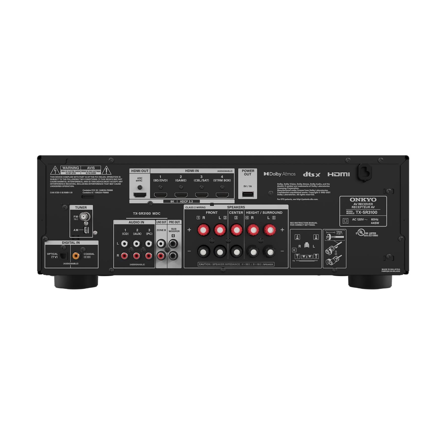 Onkyo TX-SR3100 5.2 Channel AV Receiver with Dolby Atmos - Open Box (Great for Home Theater & Gaming Setup)