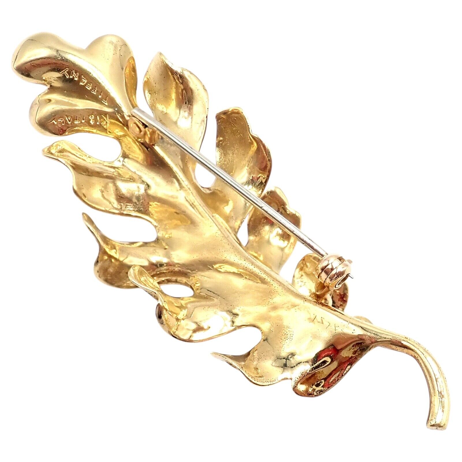 Vintage Tiffany & Co. 18k Yellow Gold Leaf Pin Brooch - Elegant Jewelry for Women, Perfect for Weddings, Parties & Special Occasions