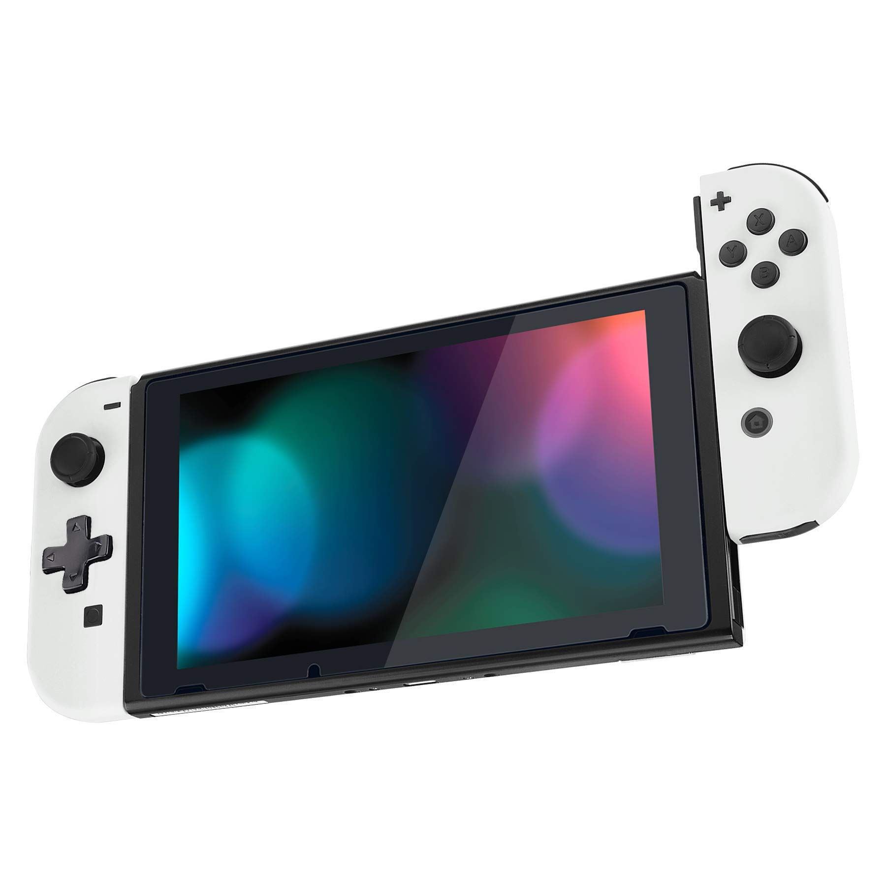 eXtremeRate Soft Touch Grip Back Plate & Joycon Housing Shell for Nintendo Switch (D-Pad Version) - Full Set Buttons Included, DIY Replacement Shell - White | Perfect for Gaming Comfort & Console Customization