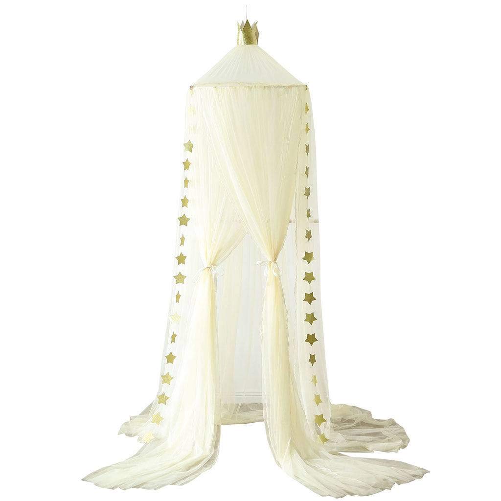 Breathable 3-Door Princess Bed Canopy Mosquito Net for Girls - Easy Installation Baby Crib & Bedroom Decor in Cream | Perfect for Nursery, Kids Room & Sleep Protection