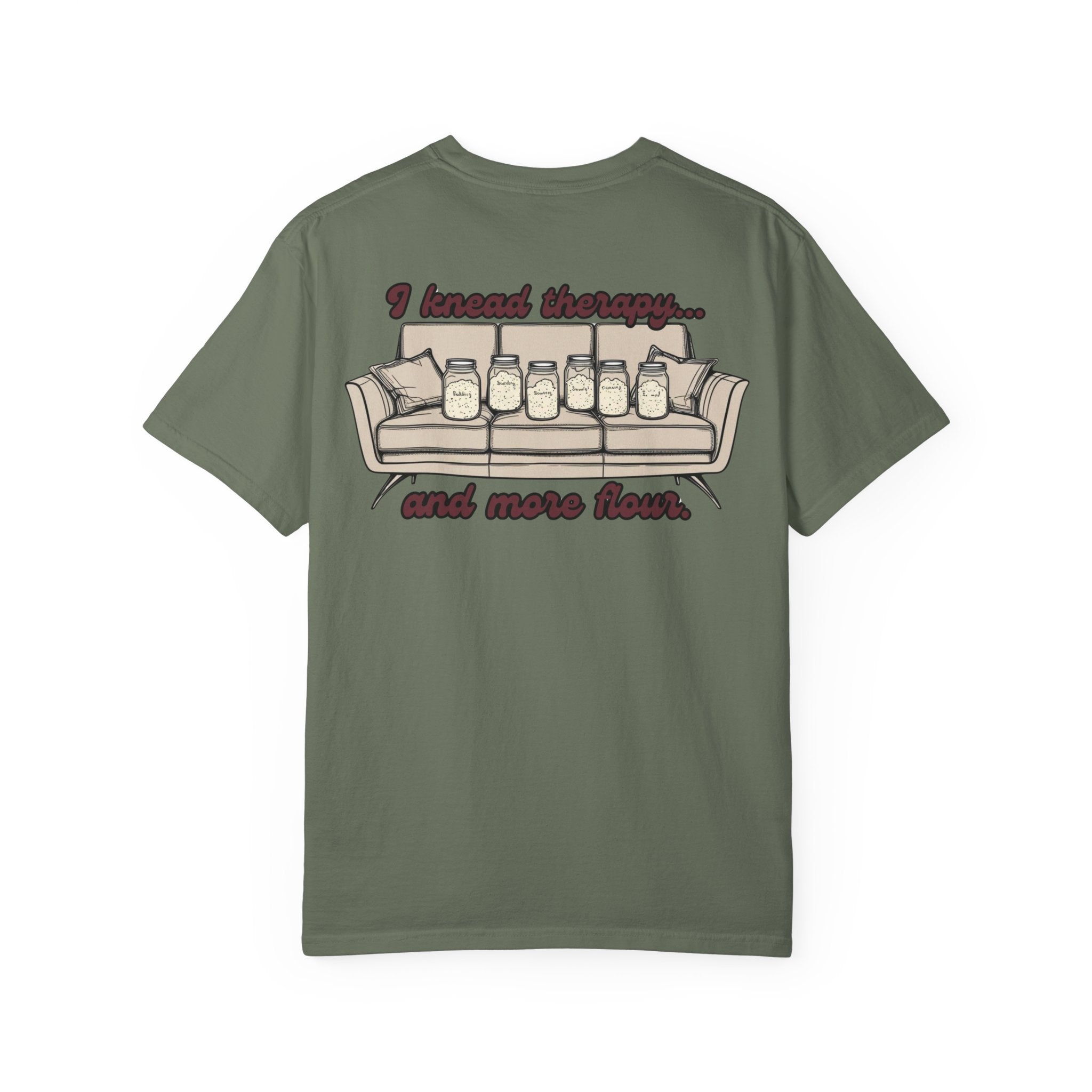 Knead Therapy T-Shirt - Unisex Garment-Dyed Cotton Tee with Sourdough Bread Design | Perfect for Bakers, Bread Lovers & Funny Gift Ideas