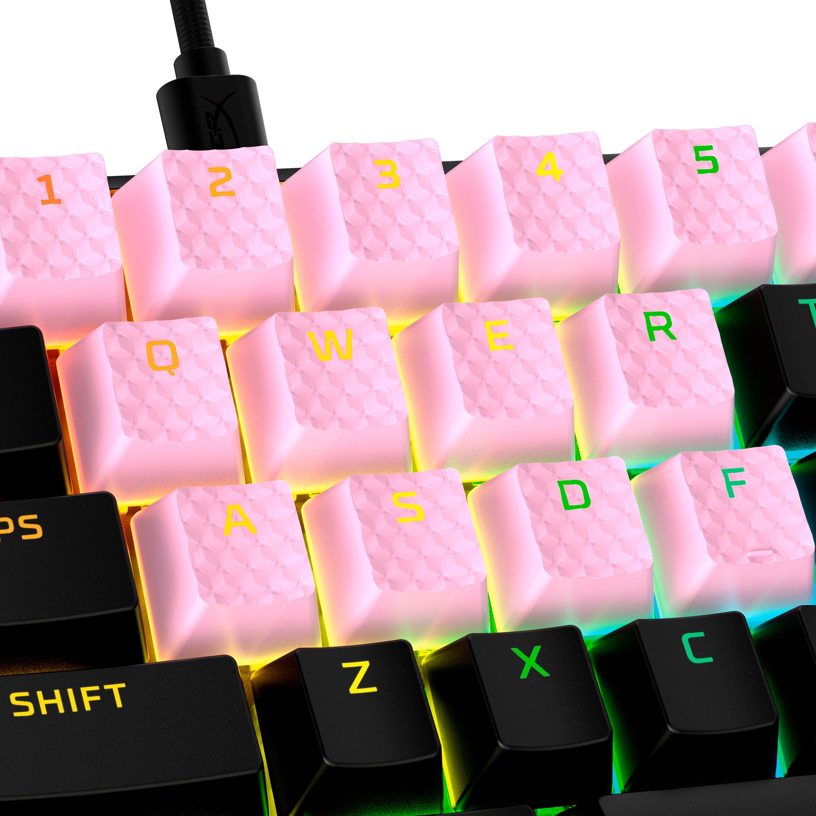 HyperX Rubber Keycaps - Gaming Keyboard Accessory Kit for Mechanical Keyboards (PBT Material, Non-Slip Grip) - Perfect for Esports, Typing & Office Work