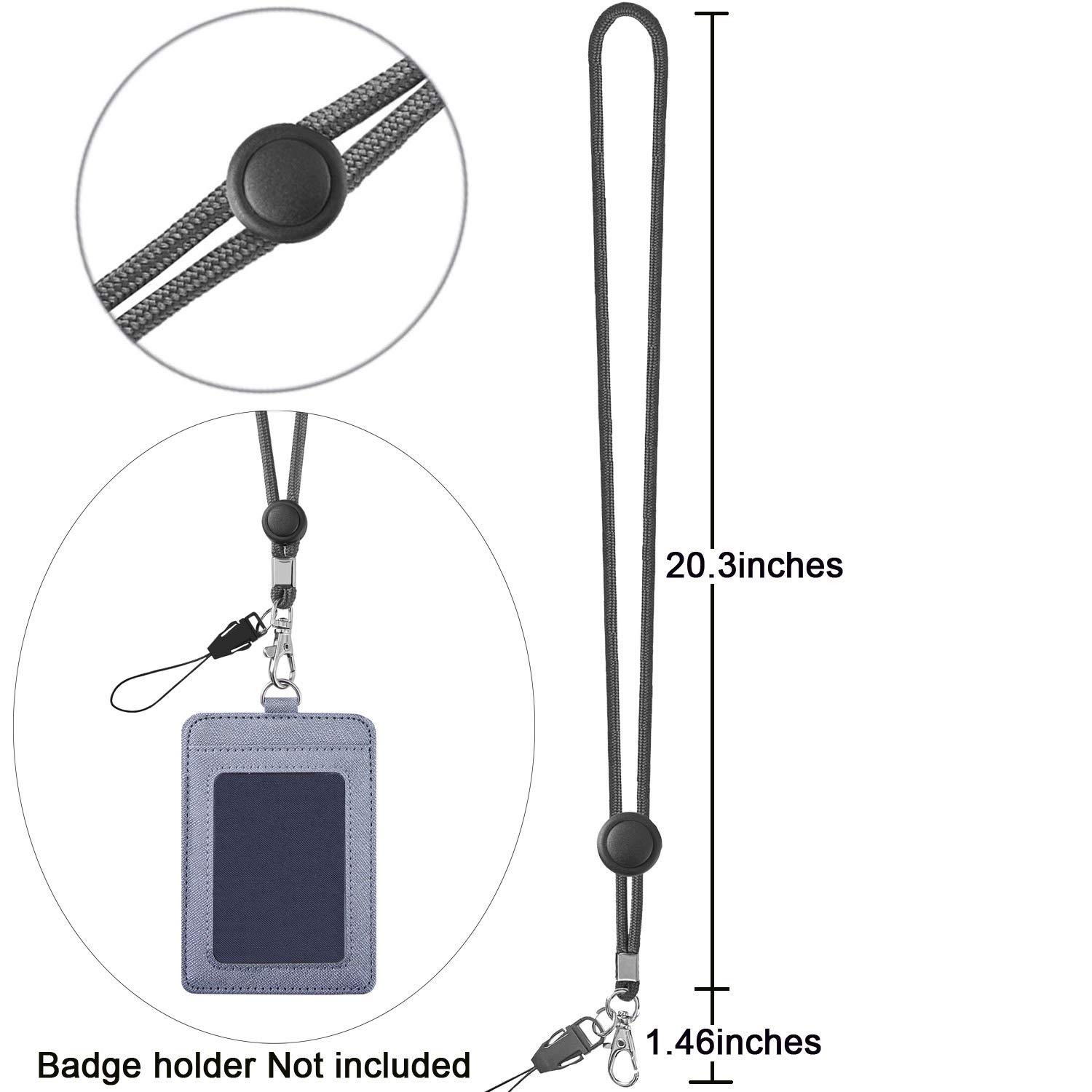YOUOWO 5 Pack Adjustable ID Lanyards with Clip - for Office, Cruise & Keys