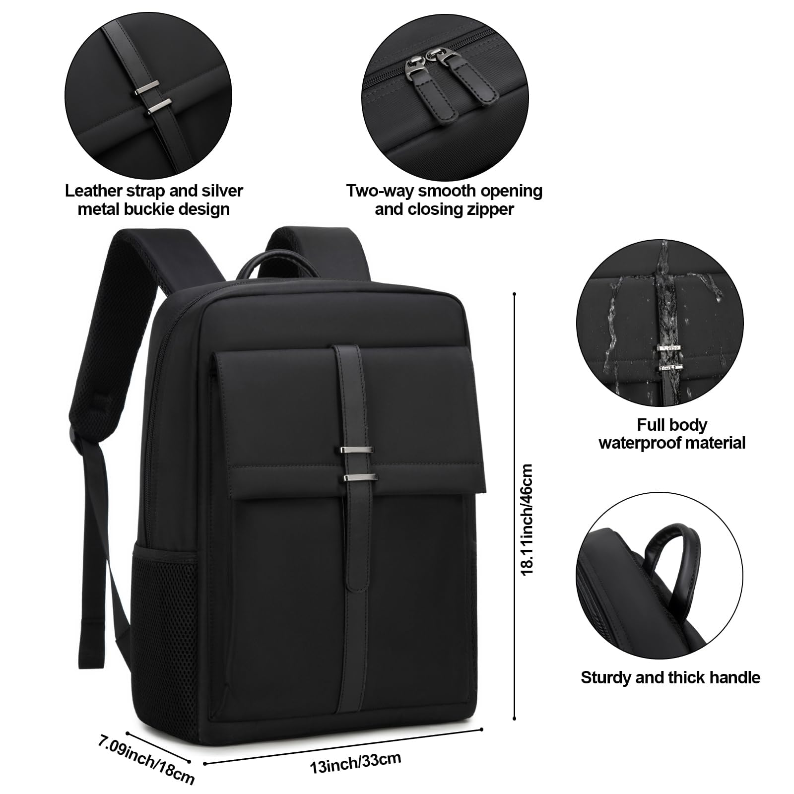 Waterproof 17.3 Inch Laptop Backpack for Men & Women - Large Capacity Lightweight Travel Computer Bag for Work, Business, Office & College - Perfect for Commuting, Business Trips & Campus Life (Black)