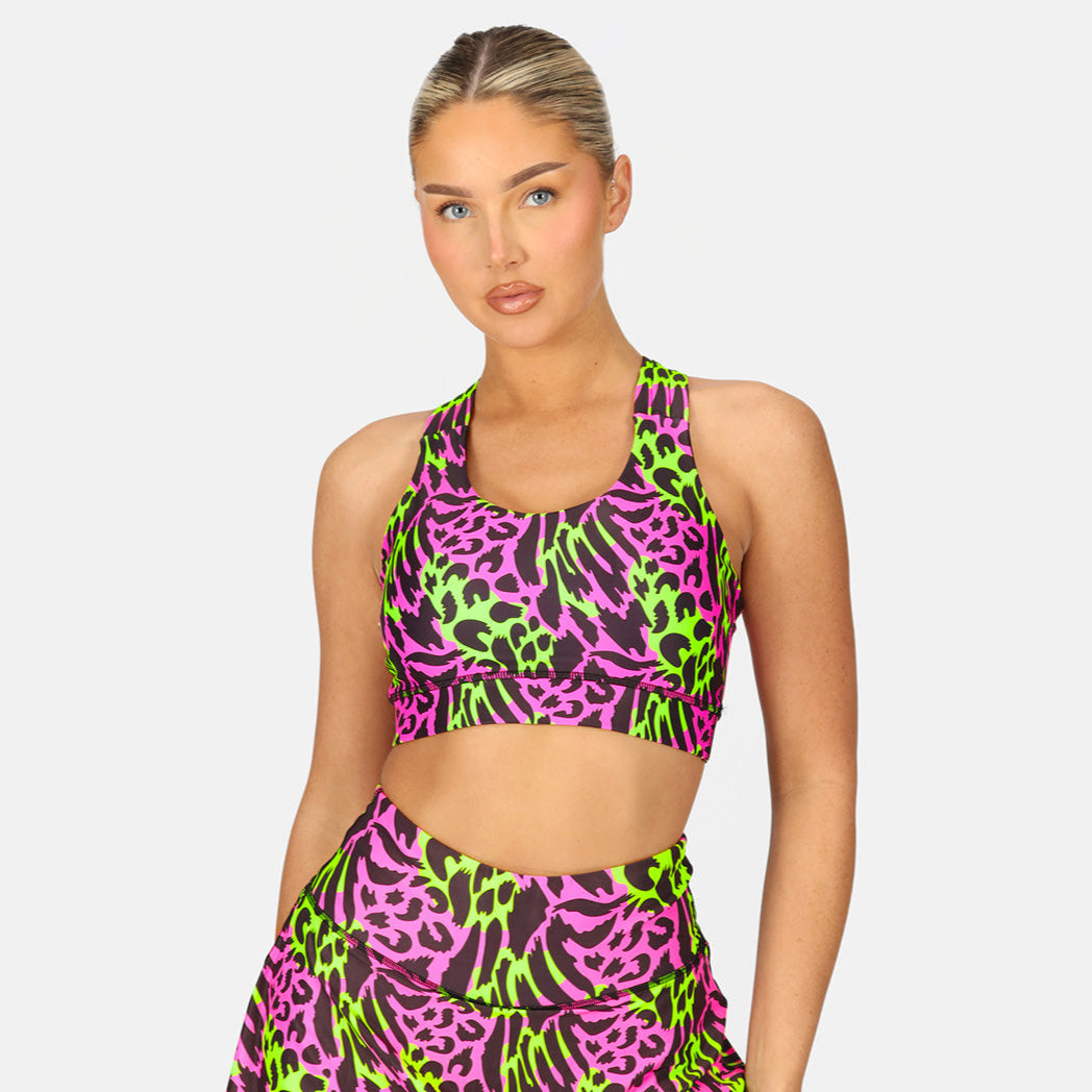 Feline Fusion Cross Back Sports Bra for Women - Comfortable & Supportive Workout Top for Yoga, Running, Gym & Activewear