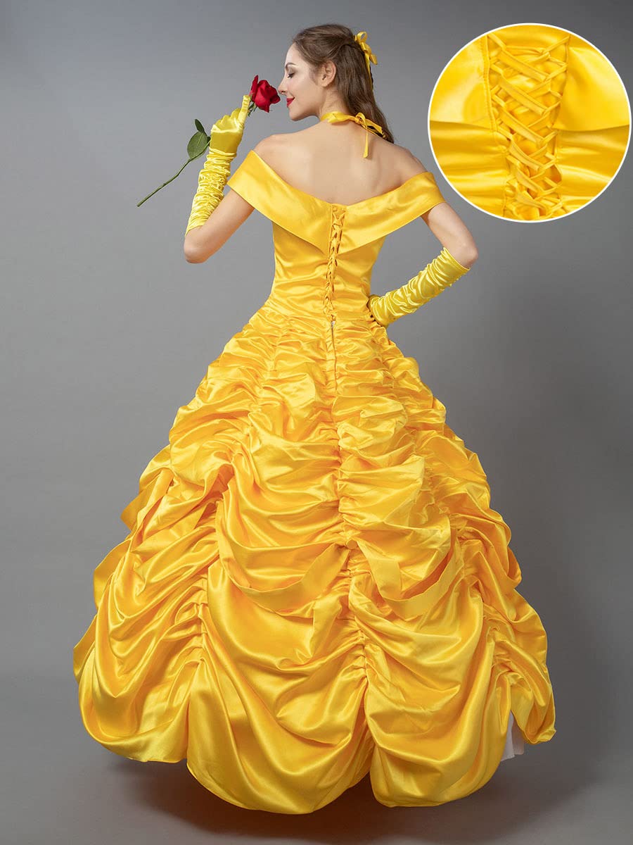 CosFantasy Women's Yellow Princess Ball Gown Dress - Elegant Cosplay Costume for Halloween Party, Renaissance Fair & Cosplay Events | mp002019