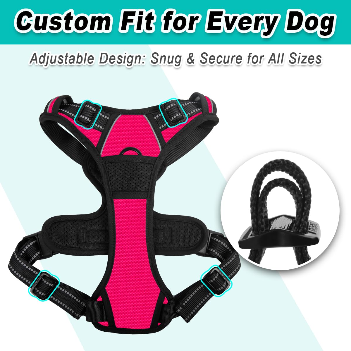 BARKBAY No Pull Dog Harness - Adjustable Reflective Pet Vest for Small Medium Large Dogs - 3M Oxford Material for Easy Control - Perfect for Outdoor Walking, Hiking & Nighttime Safety (Pink)
