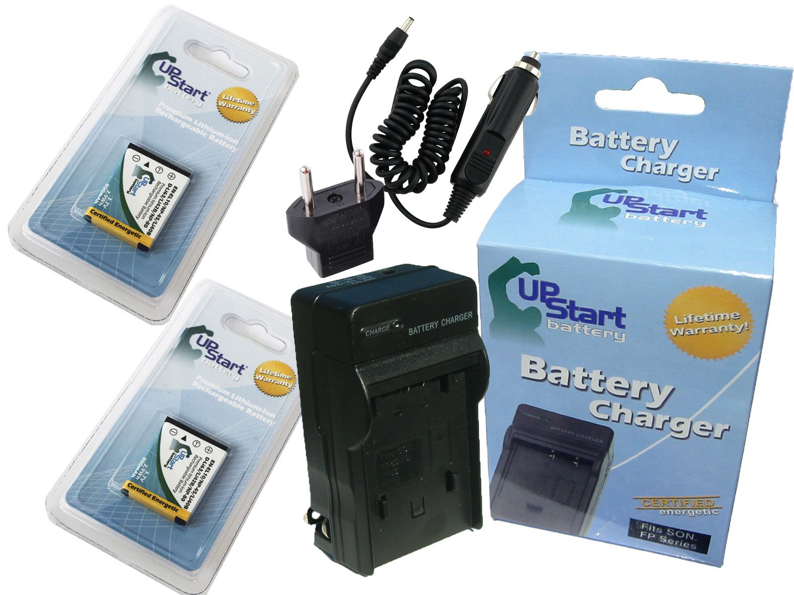 2 Pack NP-80 NP-82 Battery & Charger Kit for Exilim EX-Z33 - Travel & Home Use