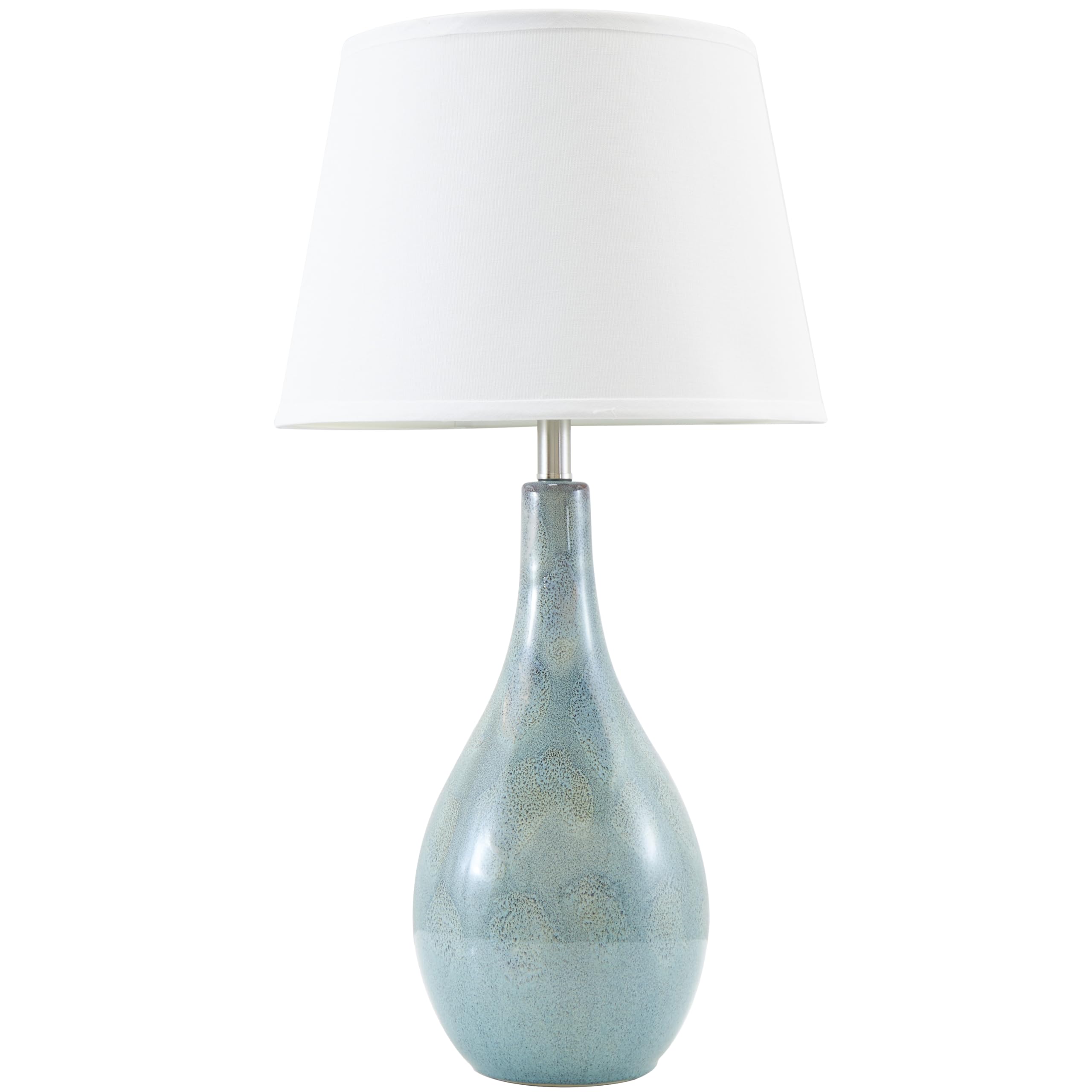 Deco 79 Modern Ceramic Table Lamp Set of 2 - 8x8x32 Inch Abstract Textured Drum Shade Accent Lighting for Living Room, Bedroom, Office - Teal Blue Home Decor