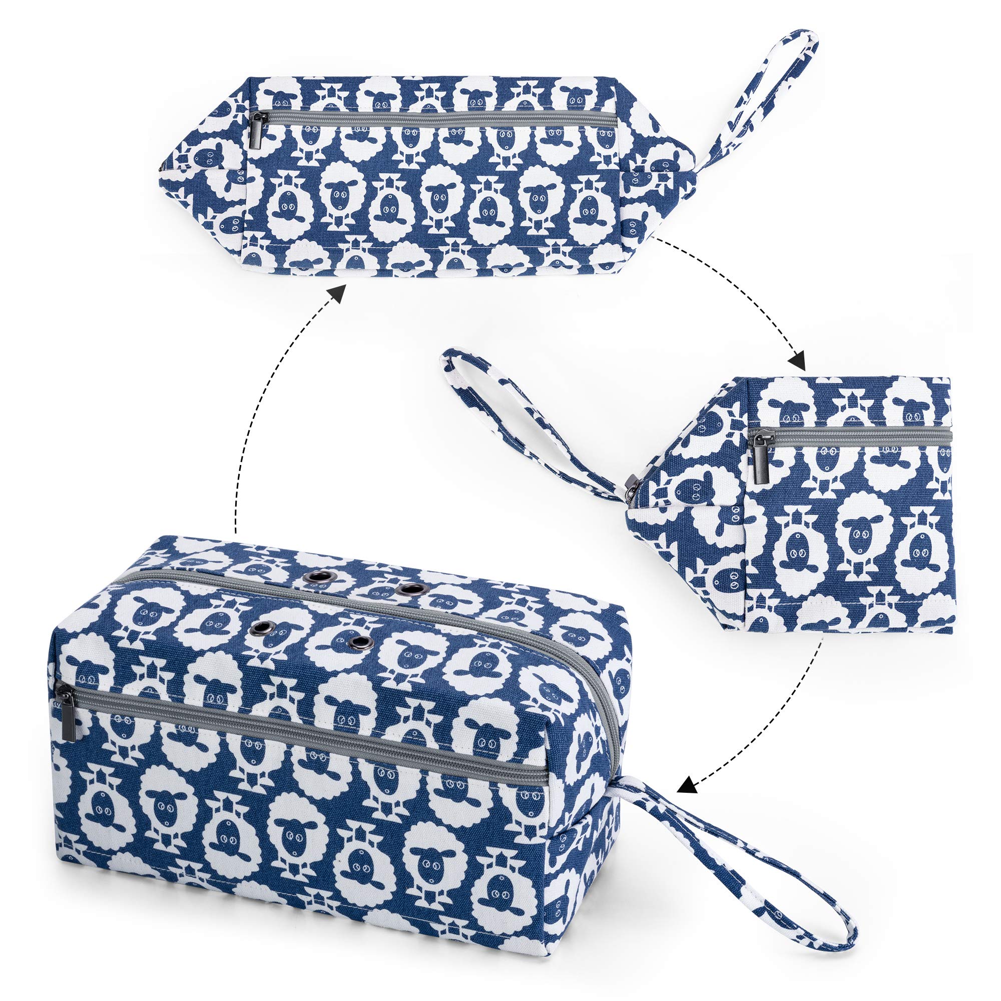 Luxja Large Yarn Storage Bag - Knitting & Crochet Organizer for Yarn Skeins, Hooks, Needles (up to 10 Inches) - Portable Craft Carrier with Sheep Design - Perfect for Knitting Projects at Home or Travel