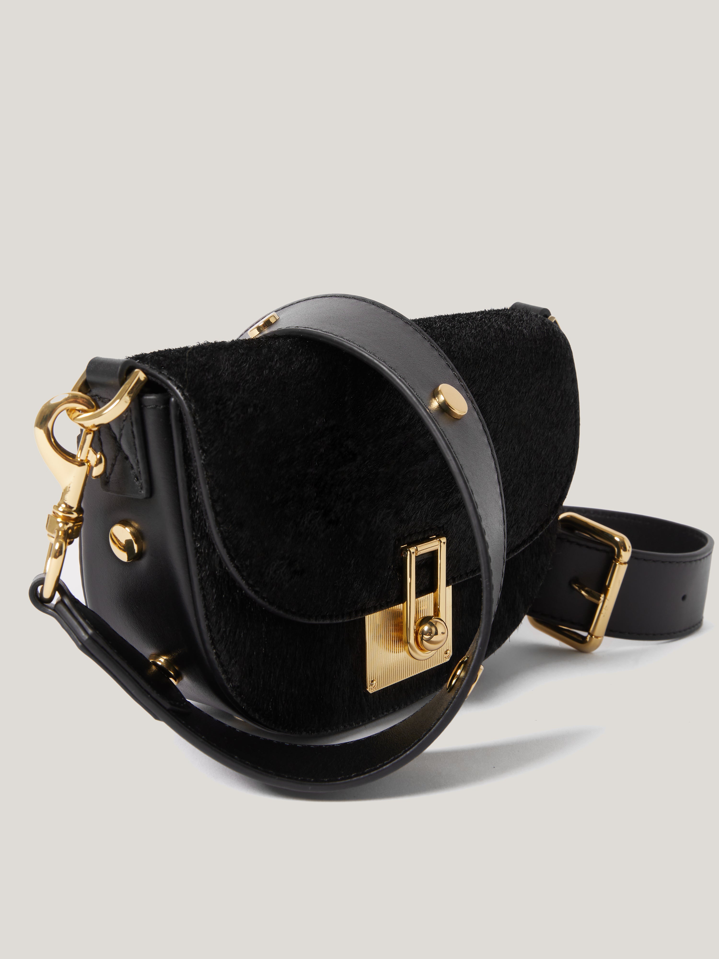 Luxury Calf Hair Denbigh Crossbody Bag for Women - Elegant Black Leather Shoulder Purse | Perfect for Evening Parties, Date Nights & Special Occasions