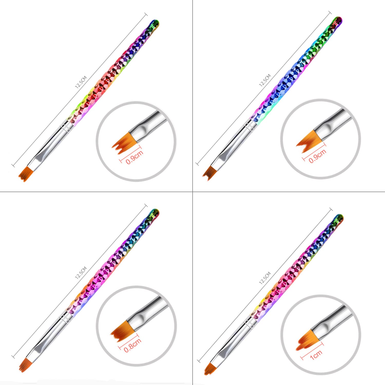 WOKOTO 8 Pcs Ombre Nail Brush Set for Acrylic Nails - Gradient Painting, UV Gel Flower Drawing & Nail Art Brushes - Professional Acrylic Application Tools for Salon & Home Manicure | Perfect for French Tips, Ombre Designs & 3D Nail Art