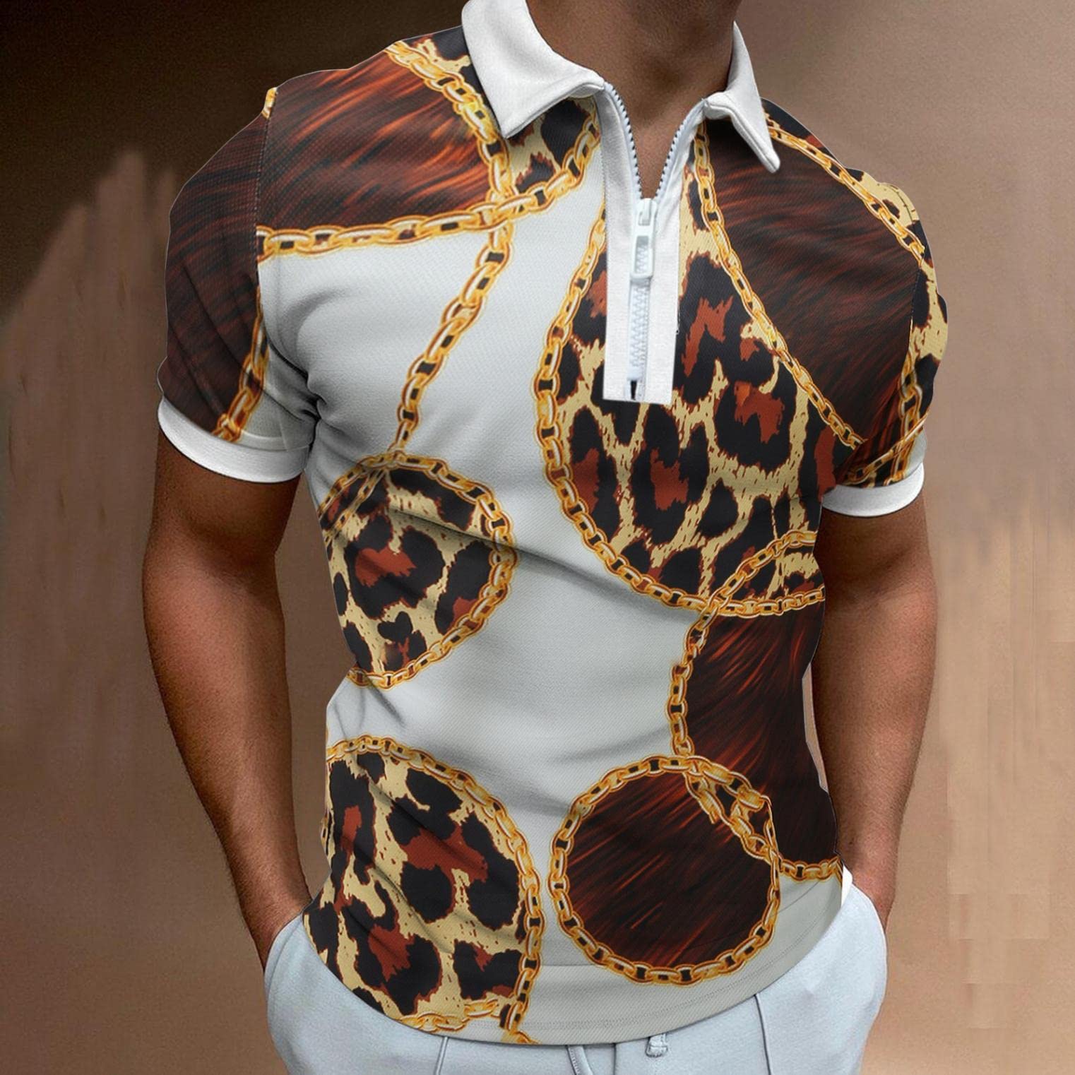 Men's Short Sleeve Polo Shirts - Casual Dressy Zipper Collar T-Shirts for Spring & Summer | Perfect for Office, Dating & Outdoor Activities