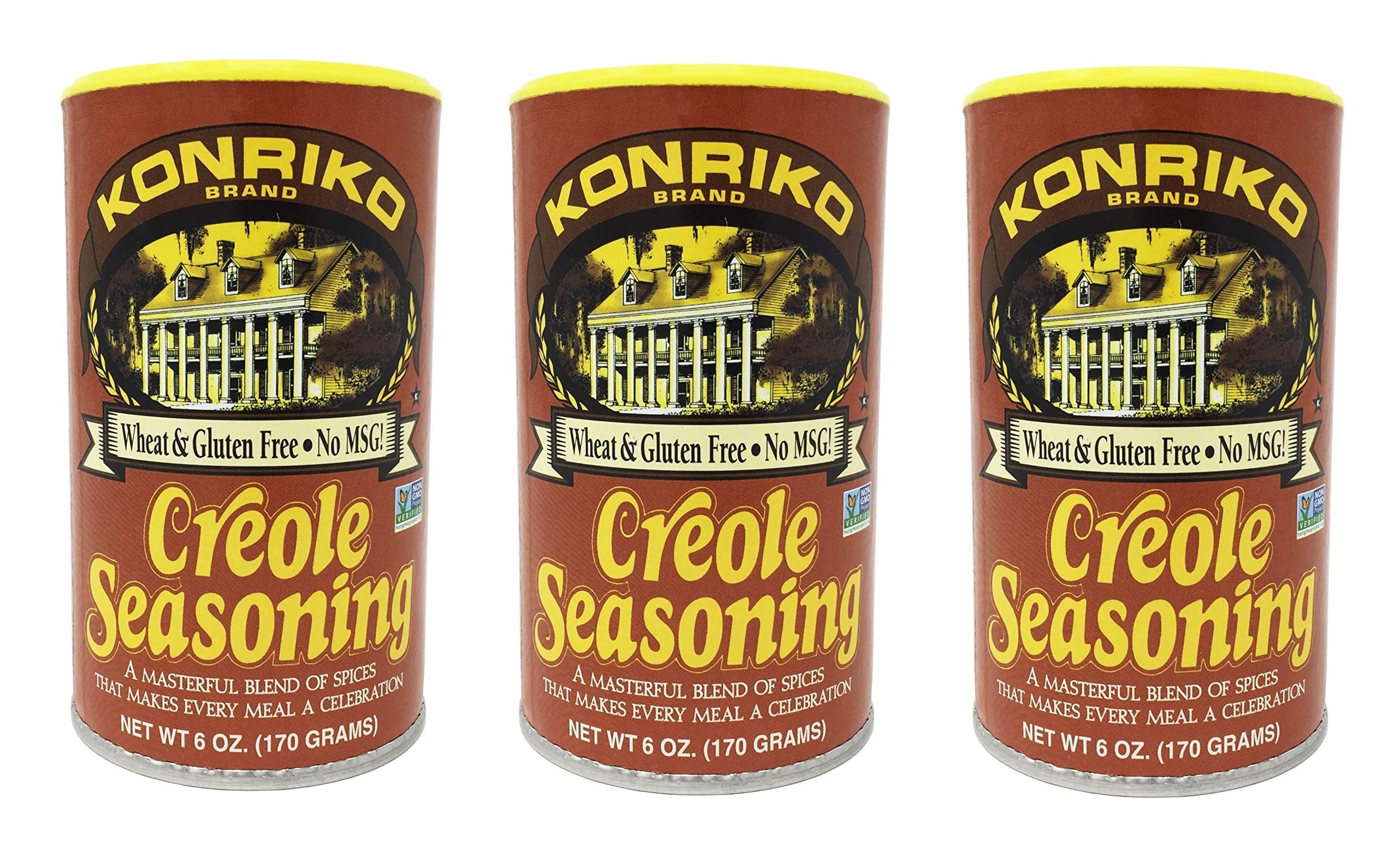 Konriko Creole Seasoning 6 oz (Pack of 3) | Wheat Free, Gluten Free, No MSG | Perfect for Gumbo, Jambalaya & Cajun Dishes